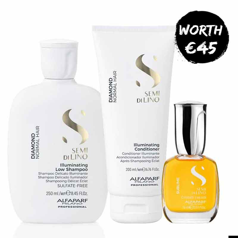 Alfaparf Semi Di Lino Diamond Hair Care Bundle - Nourishing Flaxseed Oil Treatment for Shiny, Healthy Hair | Salon-Quality at Home | Perfect for Dry, Damaged Hair Repair & Styling