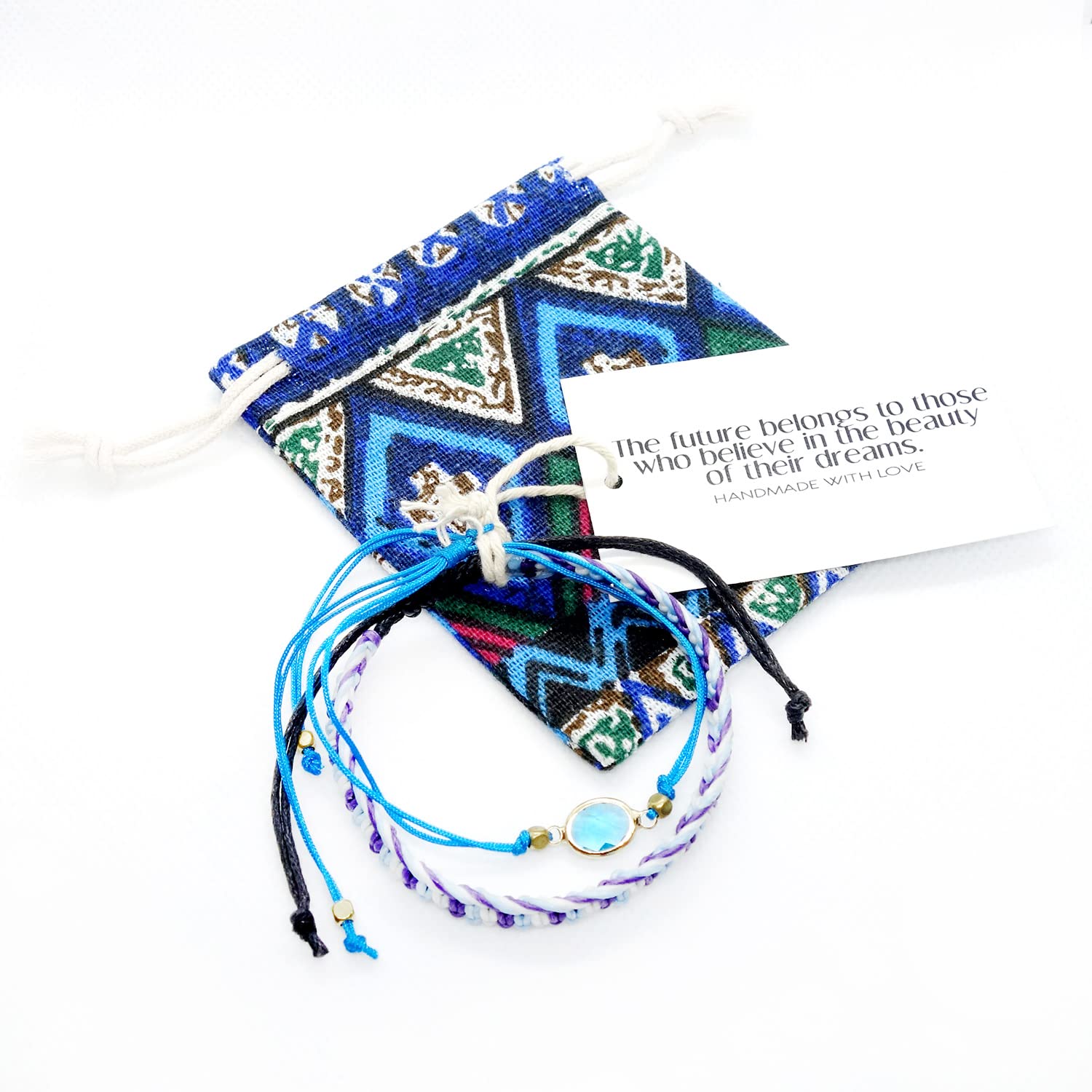 Beauty Of Dreams Adjustable Blue Gemstone Bracelets Set of 2 - Elegant Stackable Jewelry for Women, Perfect for Parties, Weddings & Everyday Wear
