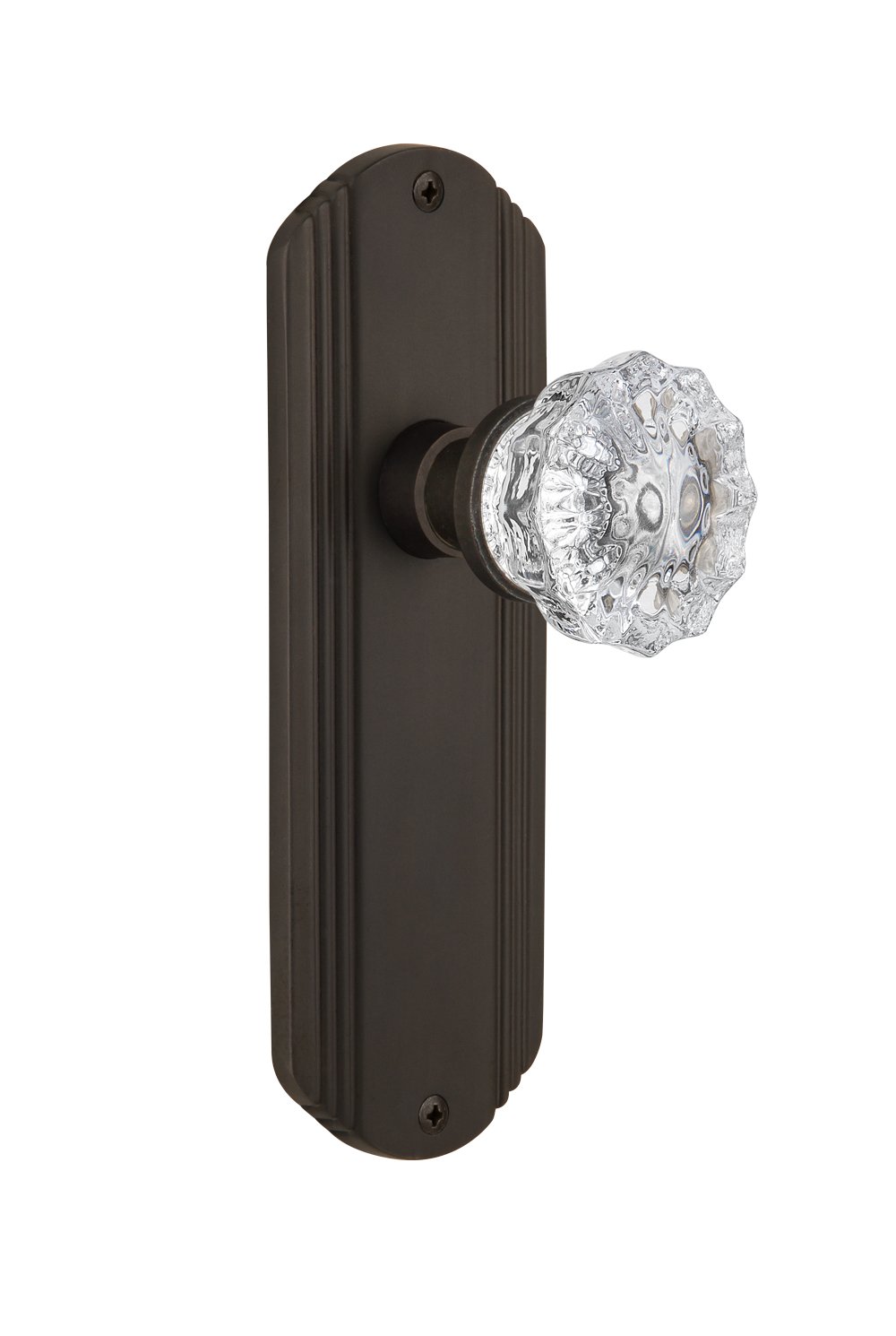 Vintage Deco Plate with Crystal Glass Knob - Single Dummy Door Plate in Oil-Rubbed Bronze Finish | Perfect for Home Renovation, Interior Design & Cabinet Hardware Upgrade