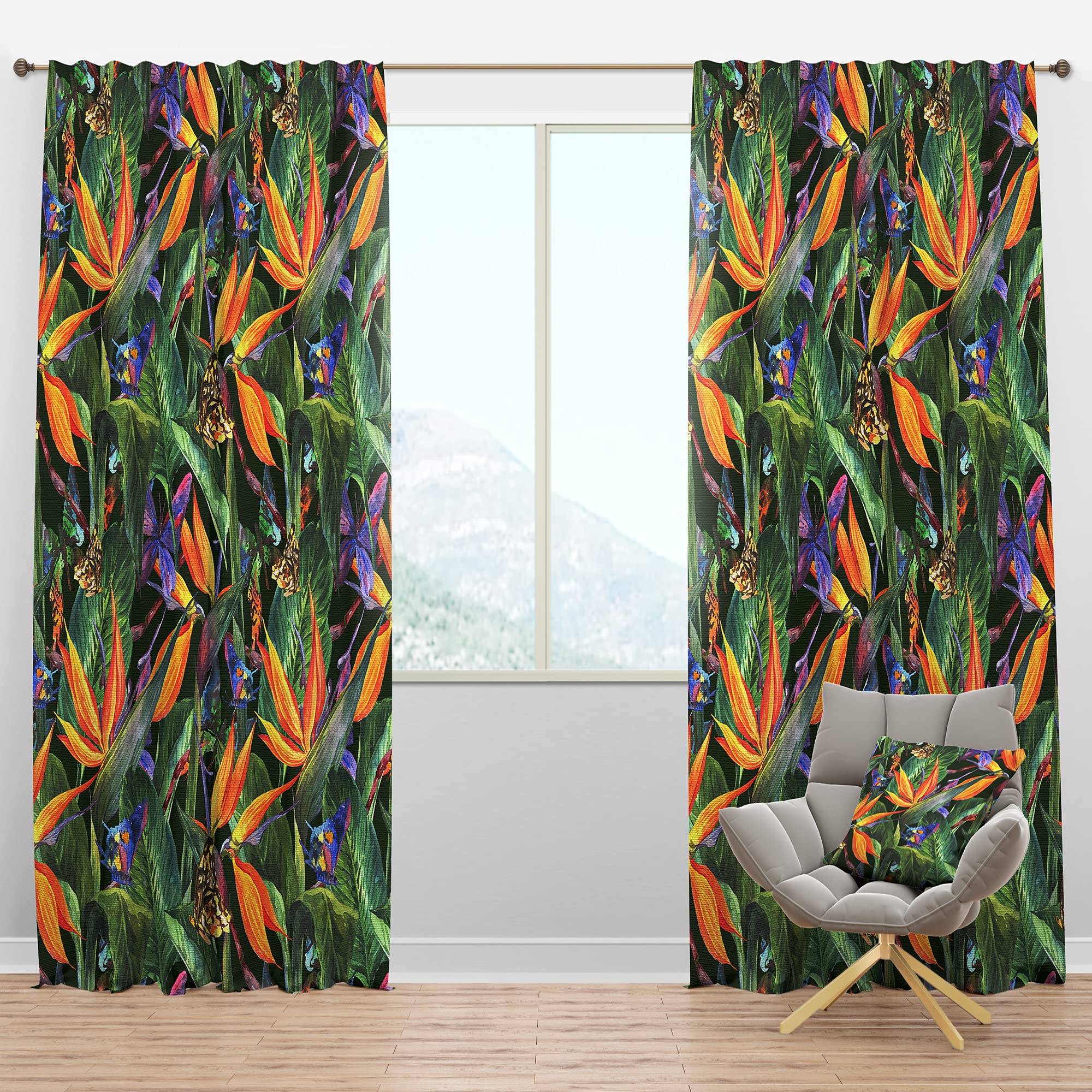 DesignQ Blackout Curtains - Tropical Floral Pattern Thermal Insulated Drapes for Bedroom & Living Room (52x120 Inches, Single Panel) - Perfect for Home Decor, Privacy & Light Blocking