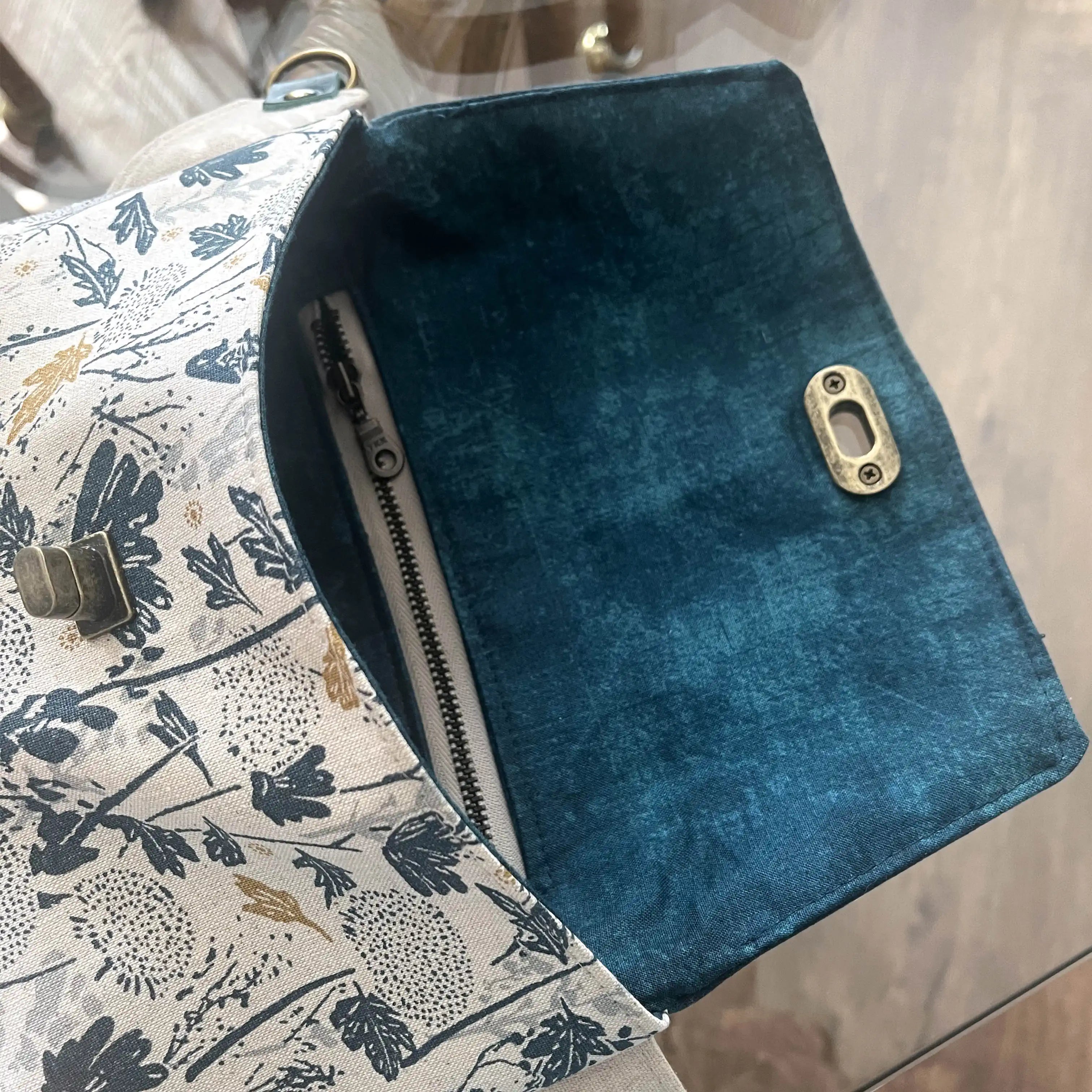 Haralson Belt Bag - Teal & Floral Crossbody Fanny Pack with Brushed Antique Finish | Perfect for Travel, Hiking, and Everyday Use
