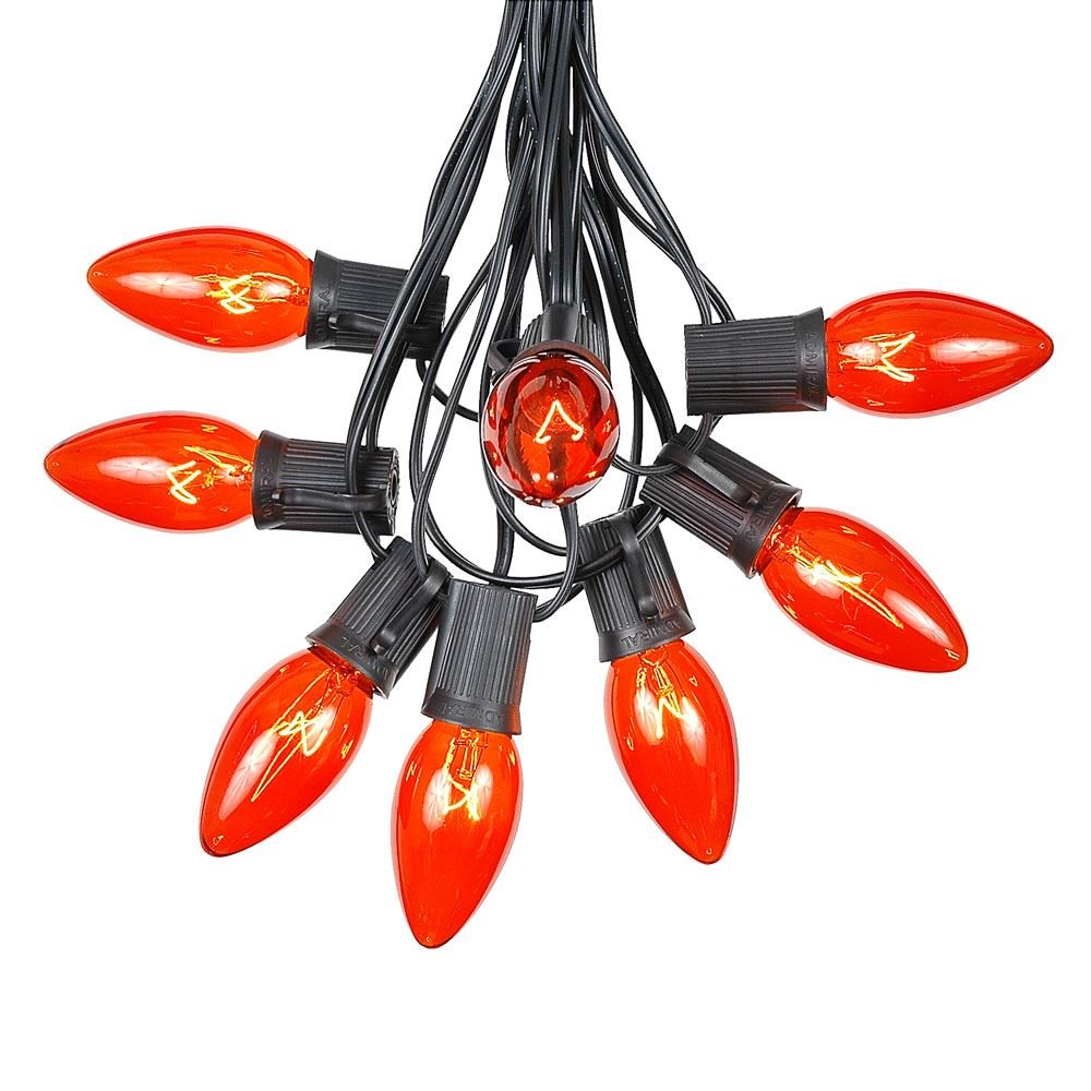 C9 Orange Christmas String Lights - 100ft Outdoor Christmas Lights for Patio, Roofline & Hanging Decor - Weatherproof Black Wire Holiday Lights for Christmas Tree, Yard, Party & Home Decoration