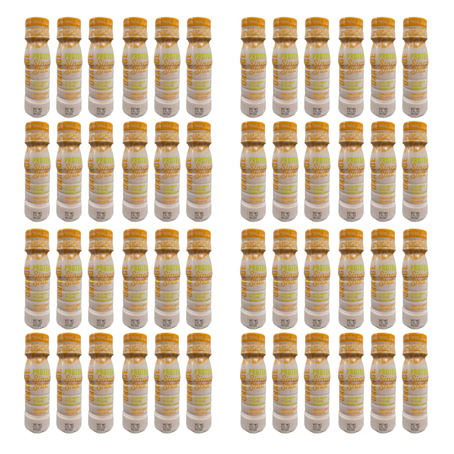 Nutmeg State Nutrition HealthyWise Whey Protein & Collagen Shots - 15g Protein, Fat Free, Sugar Free, 3 Fl Oz (Orange, 48 Pack) | Post-Workout Recovery, Meal Replacement & Healthy Snack for Active Lifestyles