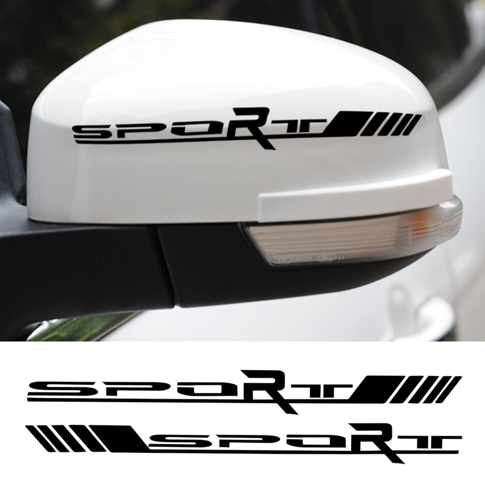 1 Pair (2Pcs) Reflective Racing Car Vinyl Decals - Sporty Rear Side View Mirror Stickers for Cars - Black Automotive Decorative Decal - Perfect for Car Enthusiasts & Racing Fans (Great for Customizing Vehicles, Car Shows, and Personalizing Your Ride)