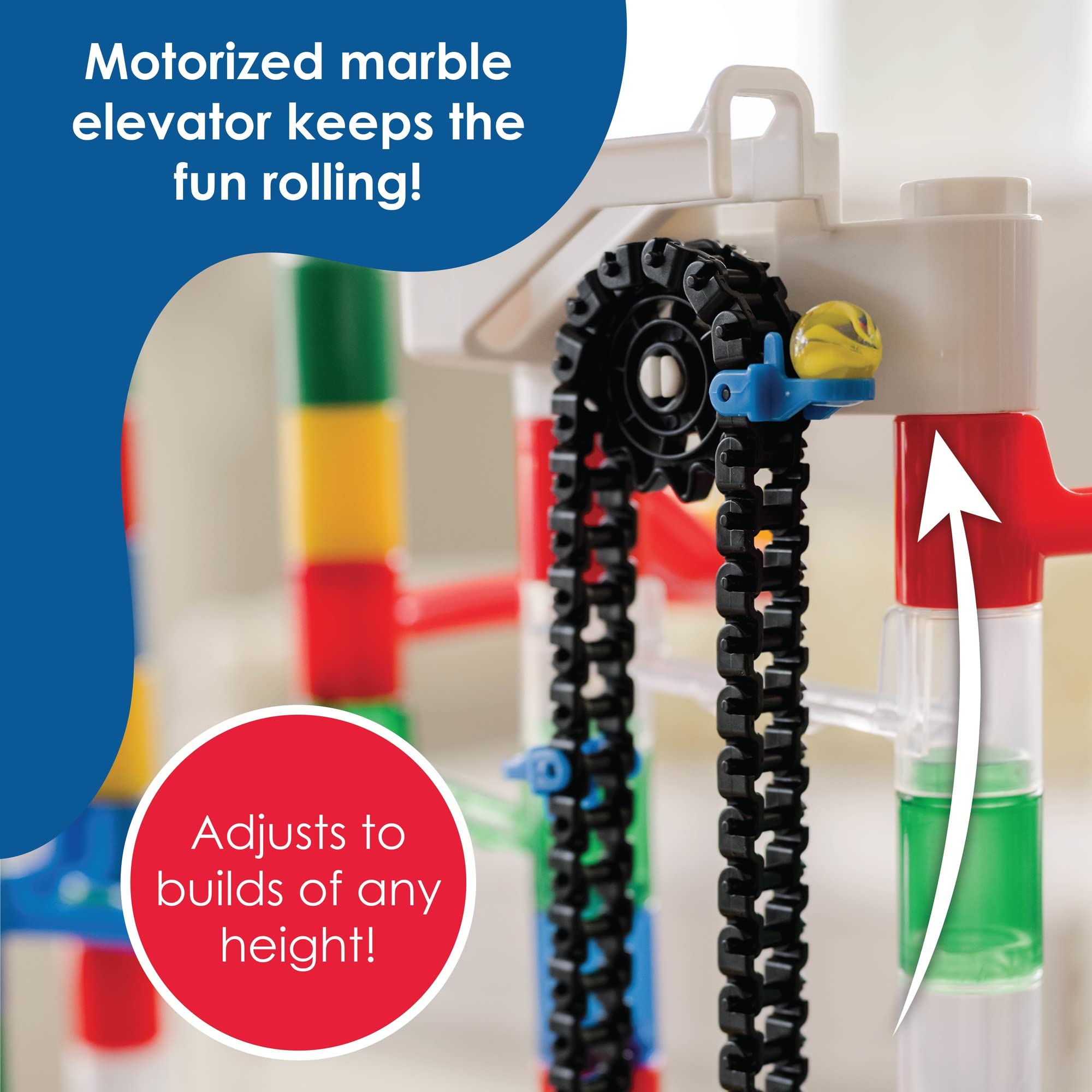 MindWare Colossal Elevator Marble Run – 400-Piece STEM Building Toy Set with Unique Tracks, 150 Tubes, 9 Funnels & 50 Marbles | Wheeled Storage Bin | Educational Marble Maze for Kids Ages 6+ | Perfect for Indoor Play, Birthday Gifts & Classroom STEM Activities