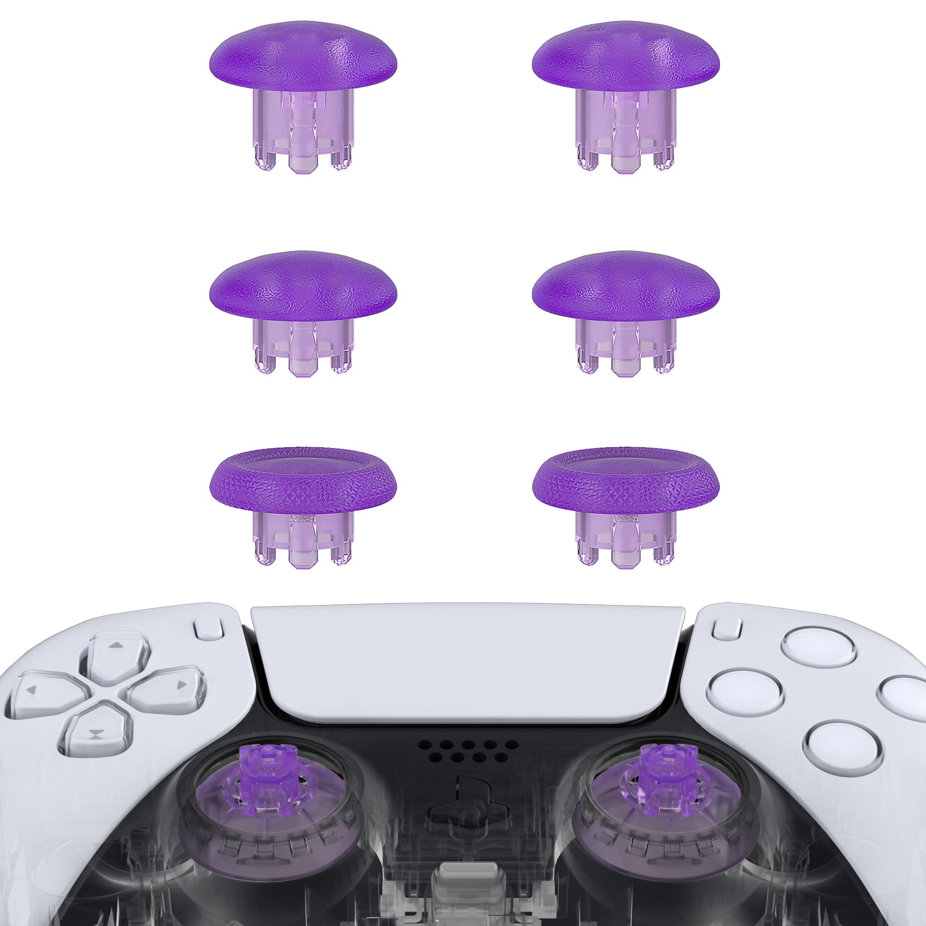 eXtremeRate EDGE Swappable Thumbsticks for PS5 Controller - Clear Atomic Purple Replacement Analog Sticks for PS5/PS4 Controllers (Universal Fit, No Controller Included) | Perfect for Gaming, Customization & Controller Repair