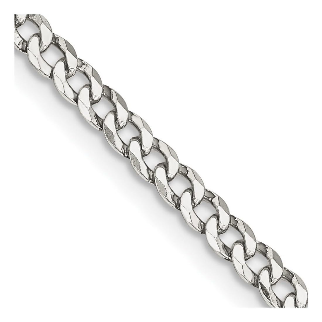 925 Sterling Silver Beveled Curb Chain Necklace for Women & Men - Adjustable Lengths 14