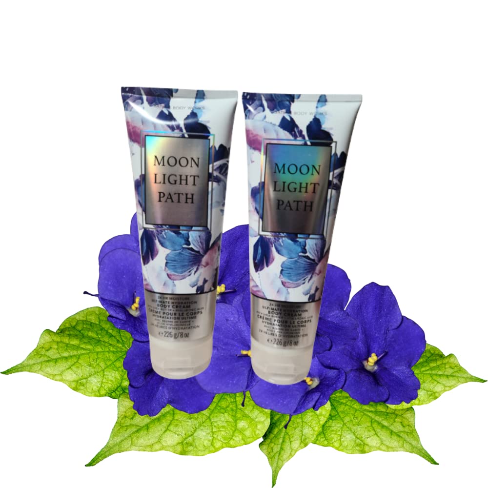 Bath and Body Works Moonlight Path Ultra Shea Body Cream 2-Pack (8 Oz Each) - Deeply Moisturizing Hand & Body Lotion for Dry Skin, Perfect for Nighttime Relaxation & Spa Days