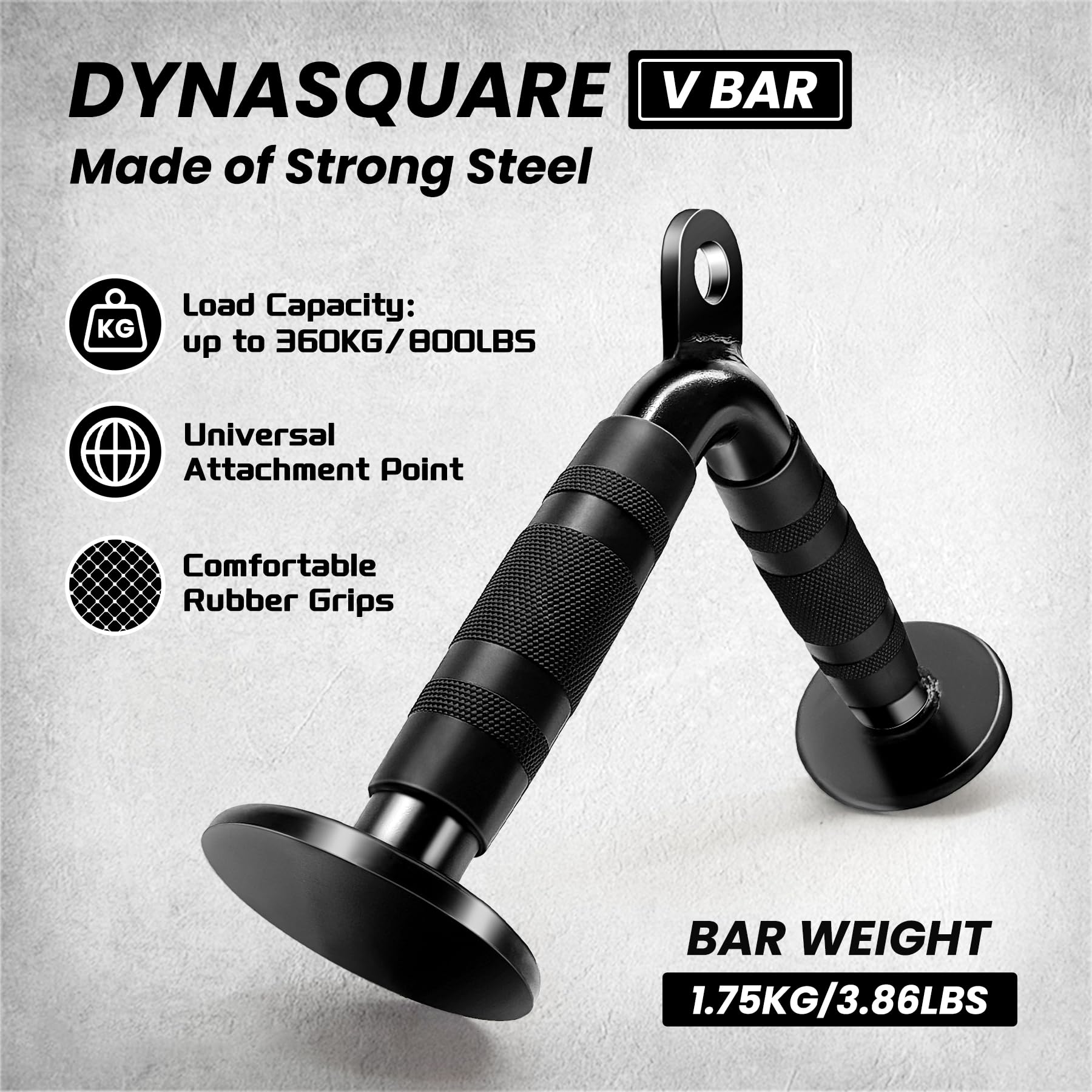 DYNASQUARE Home Gym Cable Attachments Set - LAT Pulldown Bar, V-Shaped Press Down Bar, Tricep Rope, Double D Handle for Strength Training & Weight Machine Accessories | Perfect for Home Workouts, Gym Equipment Upgrades & Full-Body Exercises