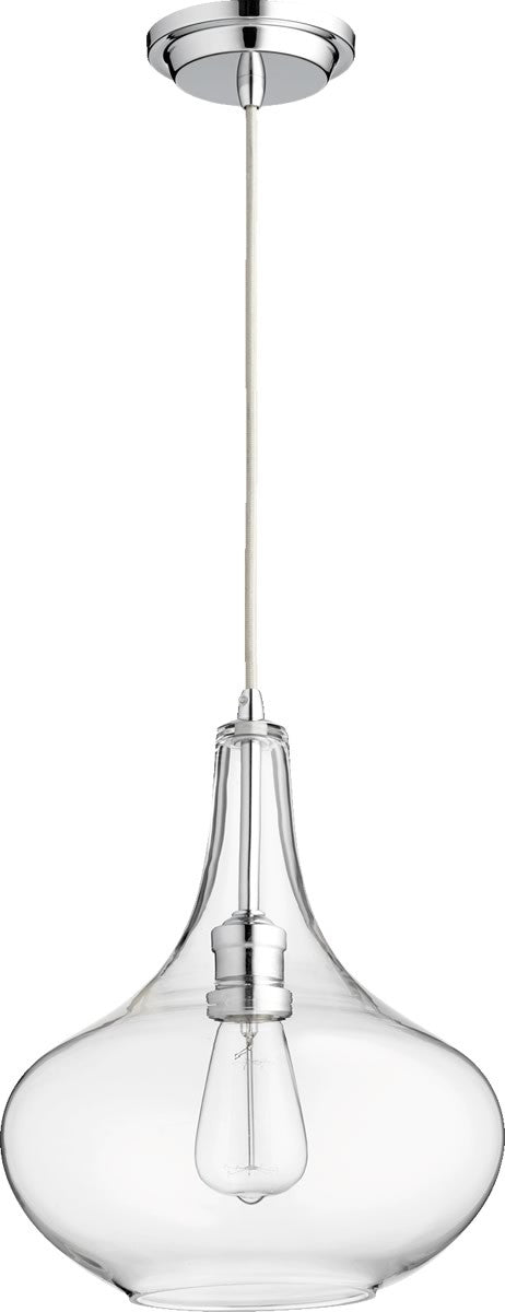 11W Single Light Pendant Fixture in Chrome/Clear Finish - Perfect for Kitchen Island, Dining Room or Entryway Lighting