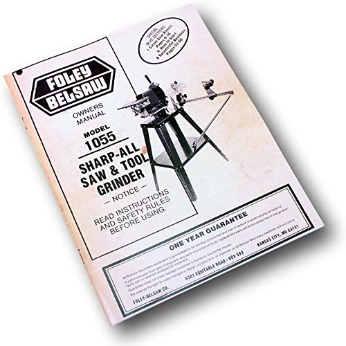 Belsaw 1055 Saw Sharpener Tool Grinder - Complete Owner's Manual with Repair Parts List | Professional Saw Blade Sharpening for Woodworking & Metal Cutting Tools