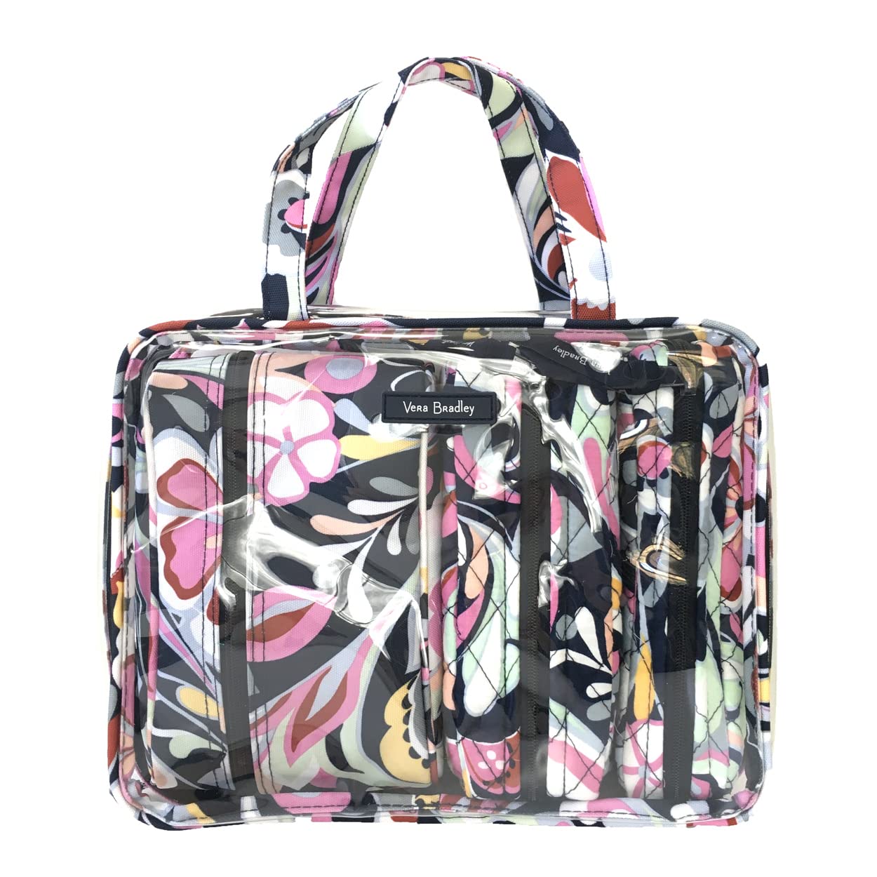 Vera Bradley Large 4-Piece Cosmetic Organizer Set | Travel Toiletry Bag with Multiple Pockets | Mod Paisley Print | Perfect for Makeup Storage & Weekend Getaways