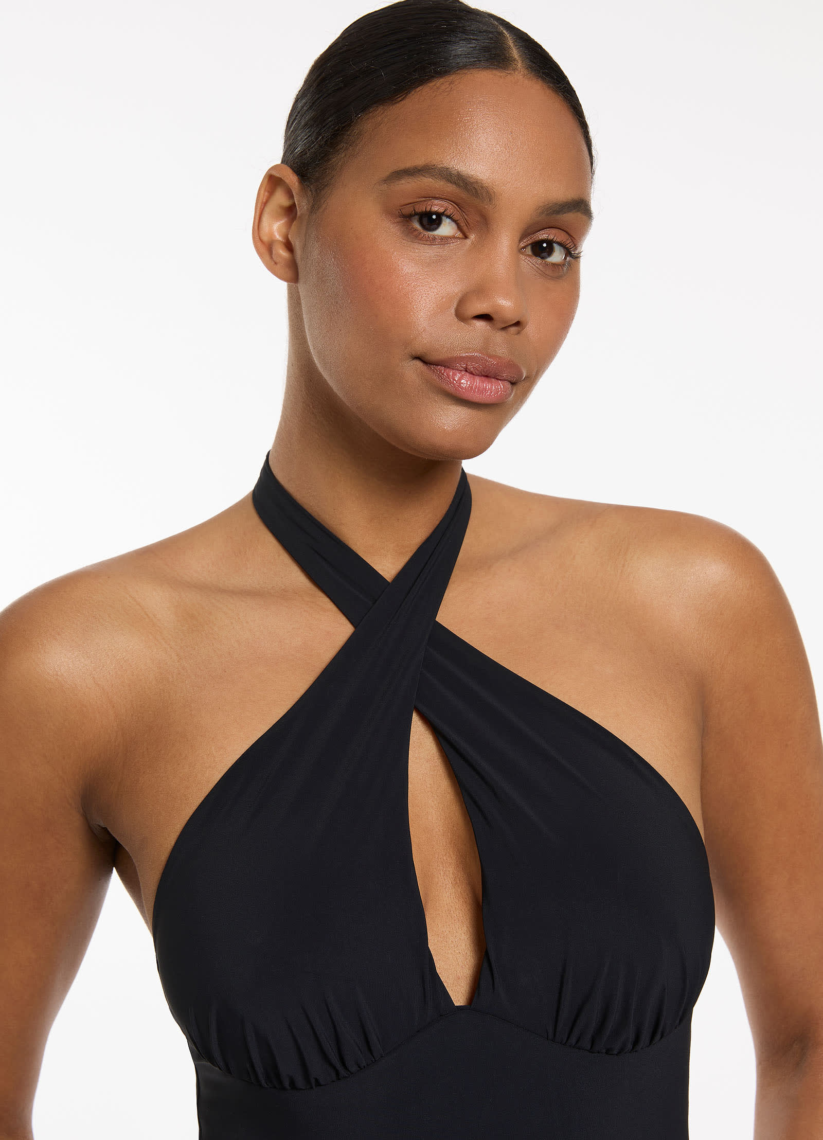 Jetset Cross Over Halter One Piece Swimsuit - Black | Stylish Monokini for Beach, Pool & Vacation | Women's Sexy Bathing Suit