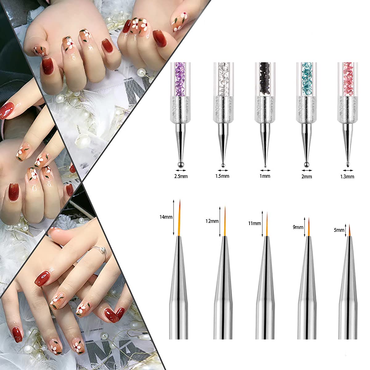 Ombre Nail Brush Set - 9pcs Nail Art Tools for French Tips & Gel Painting