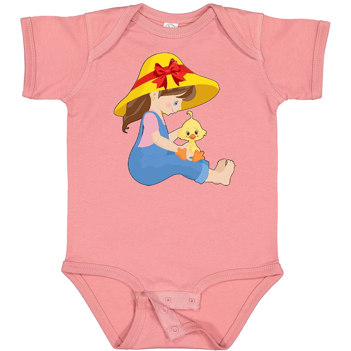 Farming Girl with Baby Chick Baby Bodysuit - Cute Farm Animal Graphic Onesie for Infants & Toddlers - Perfect for Farm-Themed Parties, Photo Shoots & Everyday Wear