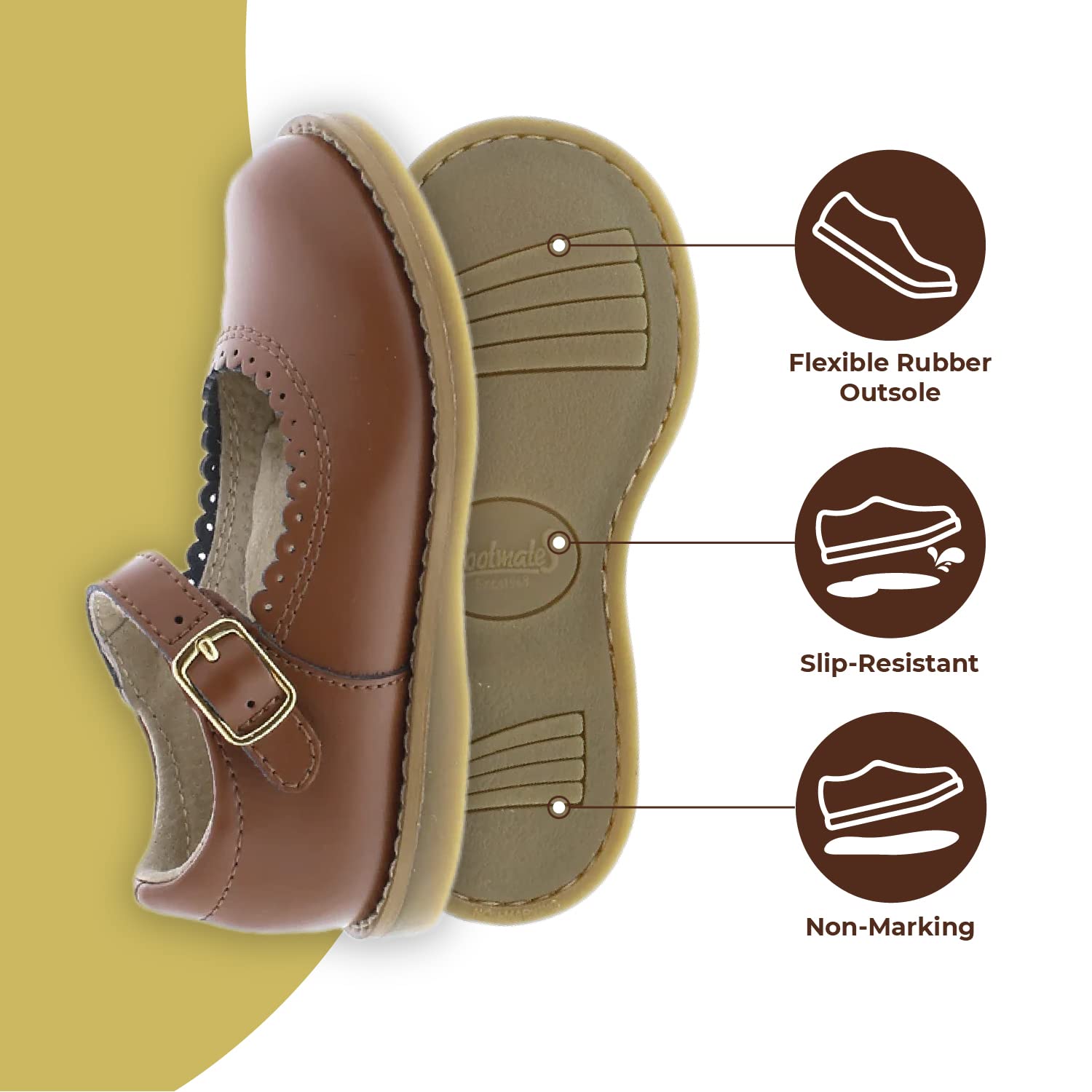 FOOTMATES Baby Girls Allie Mary Jane Flat Shoes for Infant Toddler & Little Kids - Comfortable & Stylish for School, Parties & Everyday Wear