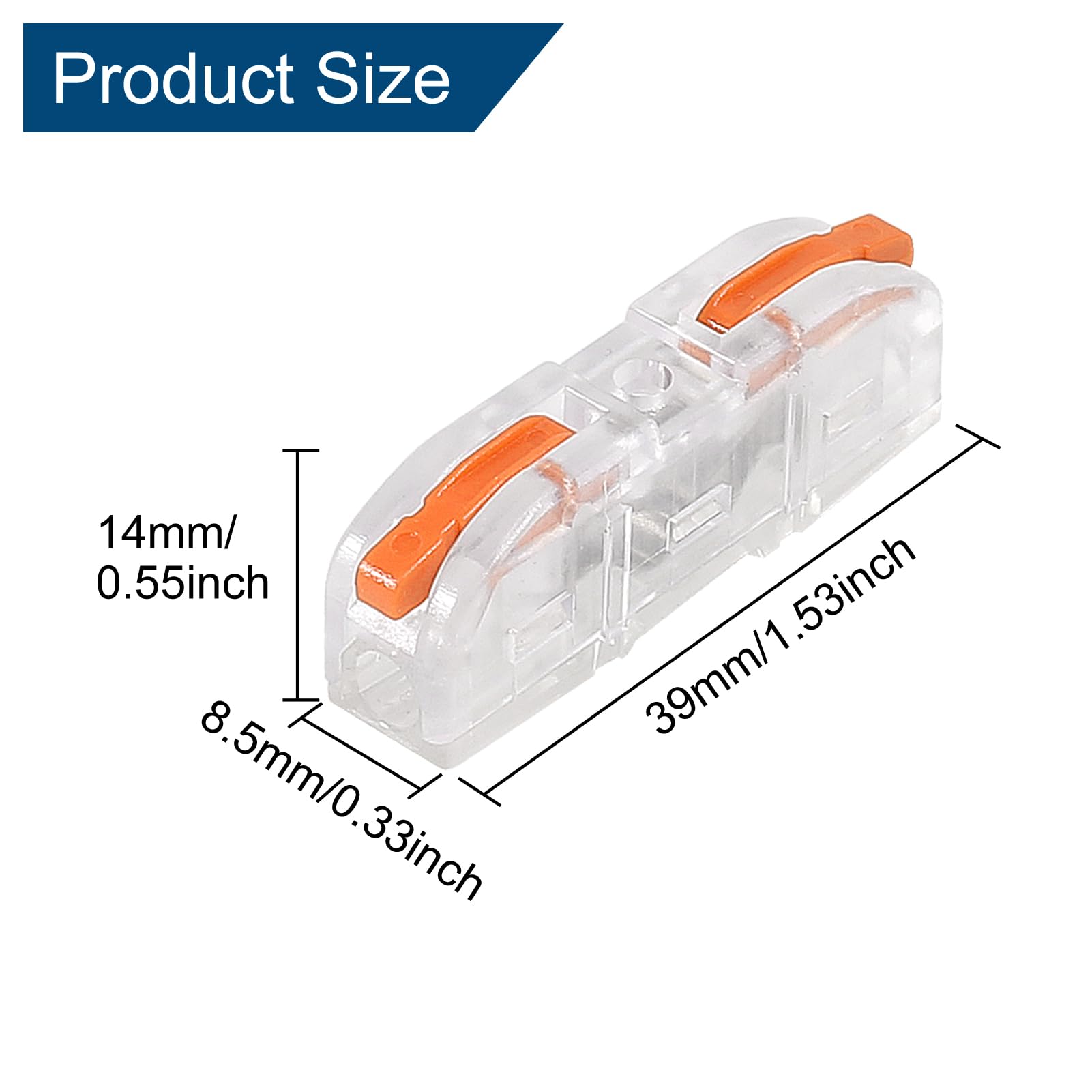 20pcs Orange Lever Wire Connectors - Compact 1 to 1 Inline Electrical Connectors for 28-12 AWG Wires | DIY Home Wiring, Electrical Repairs & Automotive Applications