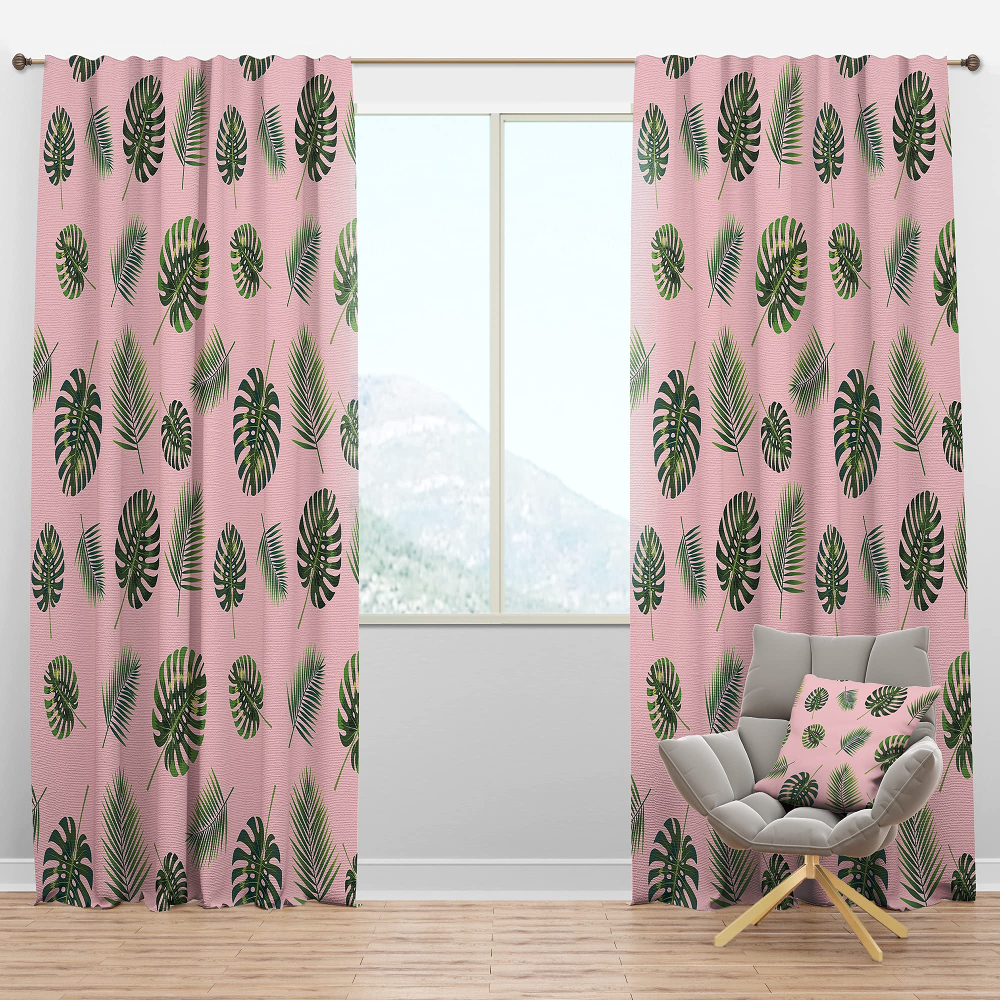 Blackout Curtains with Tropical Palm Leaves Design - Thermal Insulated Single Panel (52x90 inches) for Bedroom & Living Room - Perfect for Light Blocking, Privacy & Energy Savings