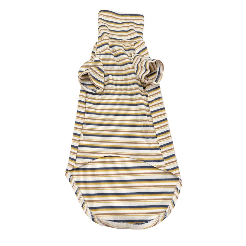 Vintage Stripes Sleeveless Cotton T-Shirt for Hairless Sphynx Cats & Small Dogs - Breathable Summer Pet Apparel, Round Neck Vest (Size S: 2-3.5 lbs, Khaki) | Perfect for Indoor Play, Photo Shoots & Summer Comfort