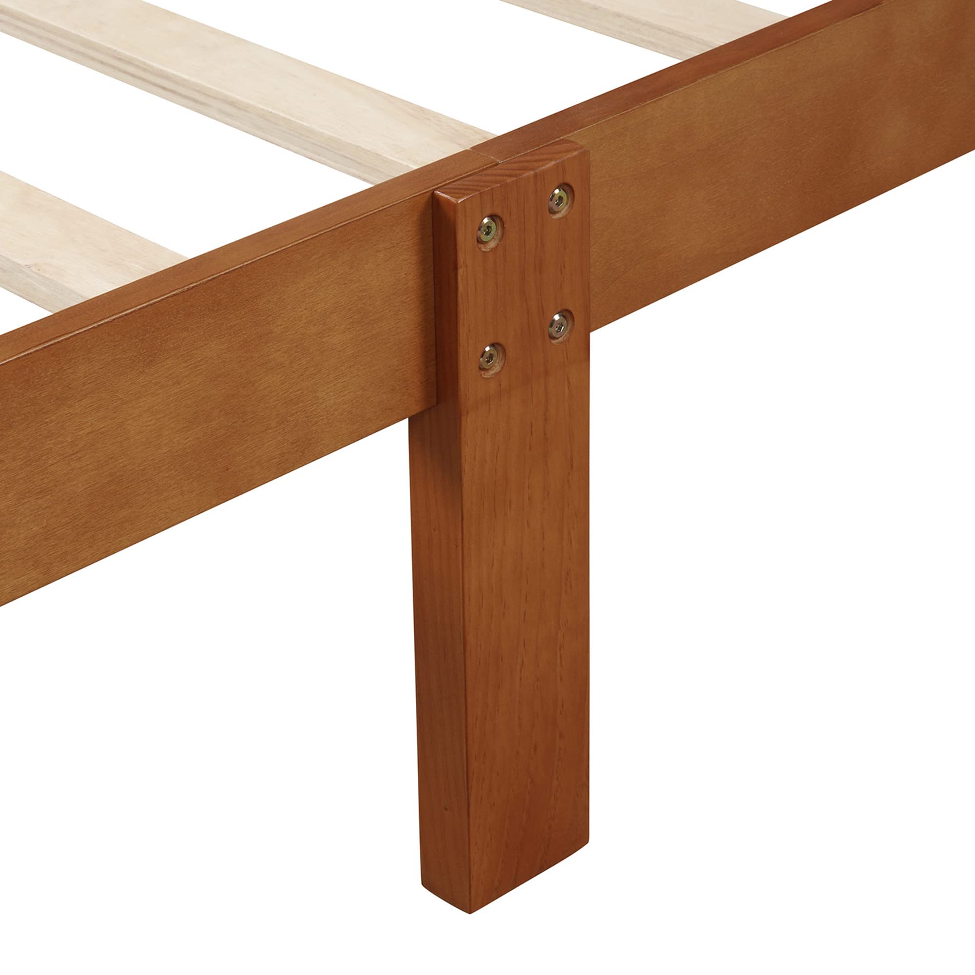 Merax Solid Wood Twin Bed Frame with Headboard & Footboard - Sturdy Wood Slat Support, Oak Finish - Perfect for Kids' Rooms, Guest Bedrooms & Small Spaces