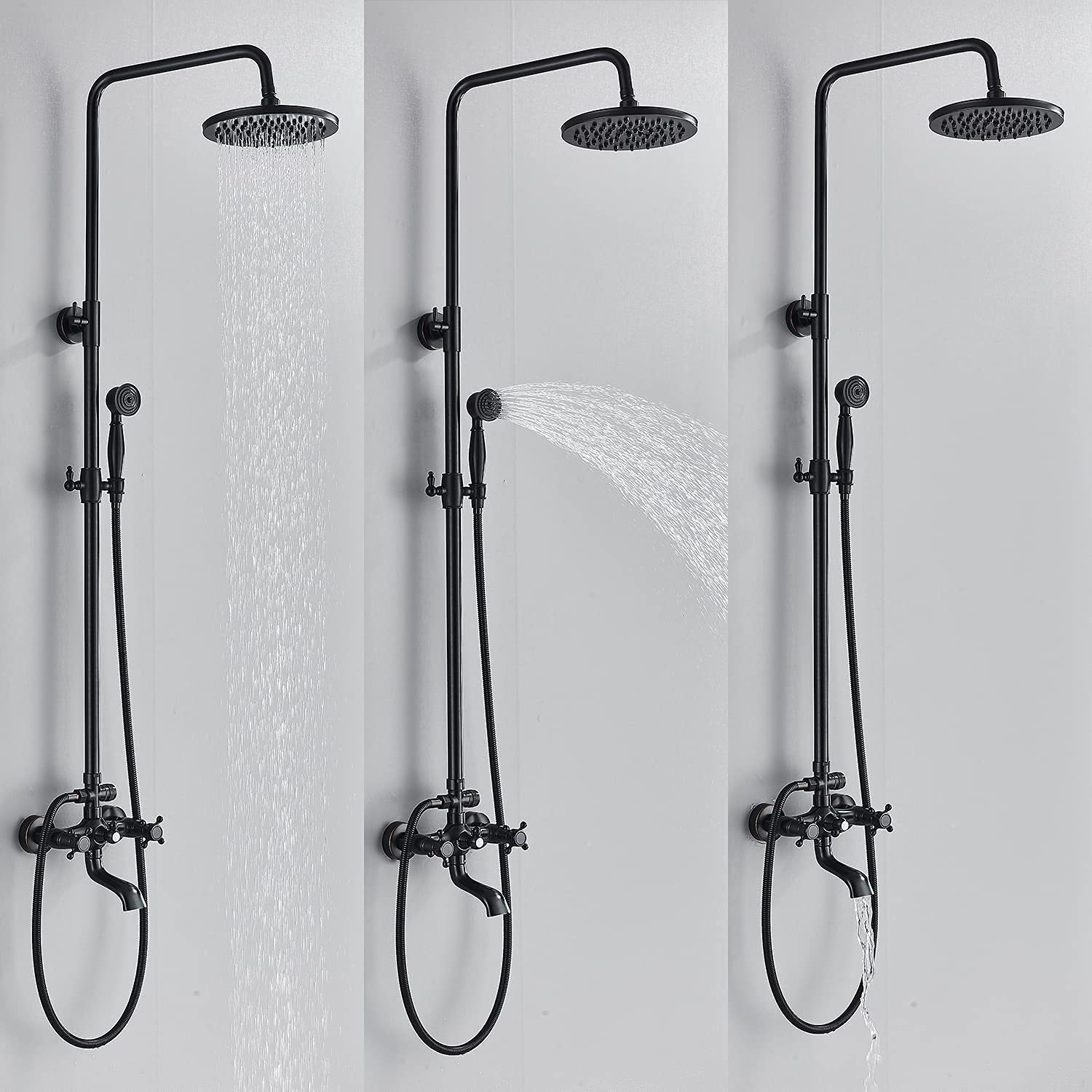 Premium Oil Rubbed Bronze Shower Faucet Set - Complete Wall Mounted Shower System with 8