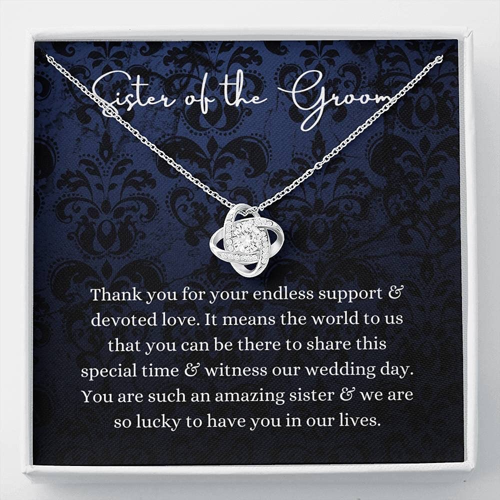 Love Knot Necklace - Sister of the Groom Jewelry Gift, Wedding Thank You Present from Bride & Groom, Bridal Party Appreciation Gift - Perfect for Weddings, Rehearsal Dinners & Special Occasions