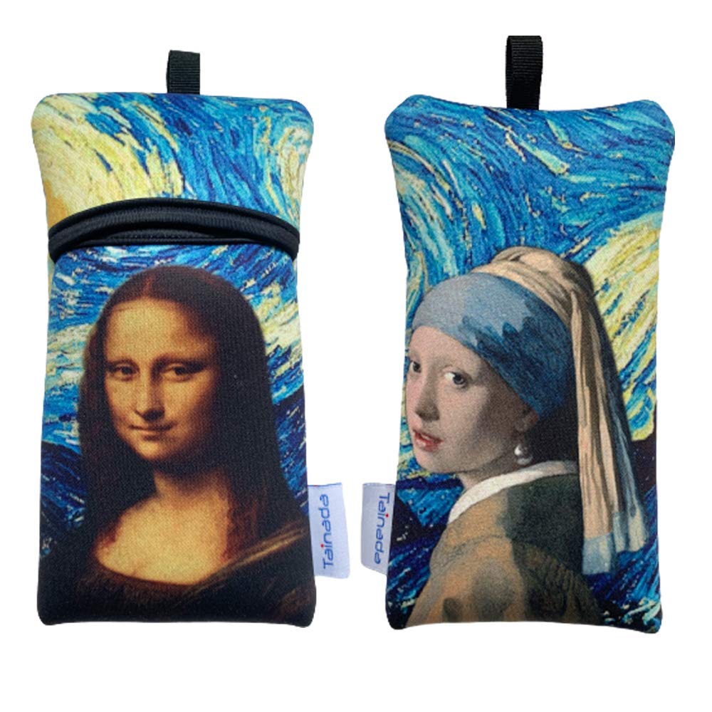 Shockproof Neoprene Phone Pouch with Lanyard & Carabiner - Compatible with iPhone 16/15/14 Pro, Samsung S24/S23/A54, Google Pixel 9/8 (Famous Paintings Design) - Perfect for Travel, Hiking & Outdoor Activities