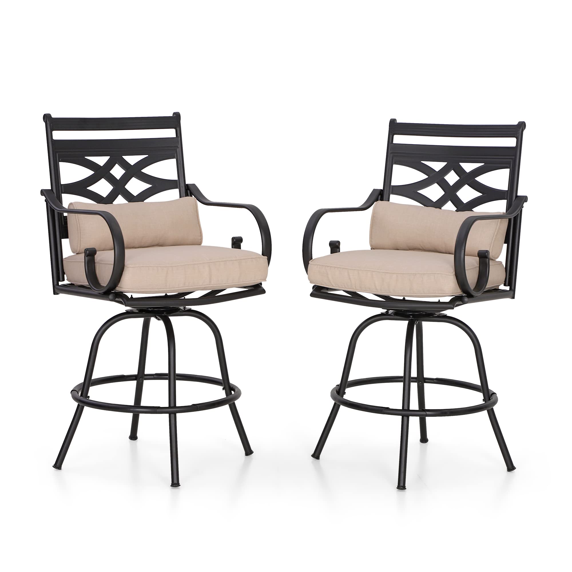 Sophia & William 2-Piece Swivel Bar Stool Set with Seat Cushion - Adjustable Height Counter Stools for Kitchen Island, Outdoor Patio, and Home Bar Decor