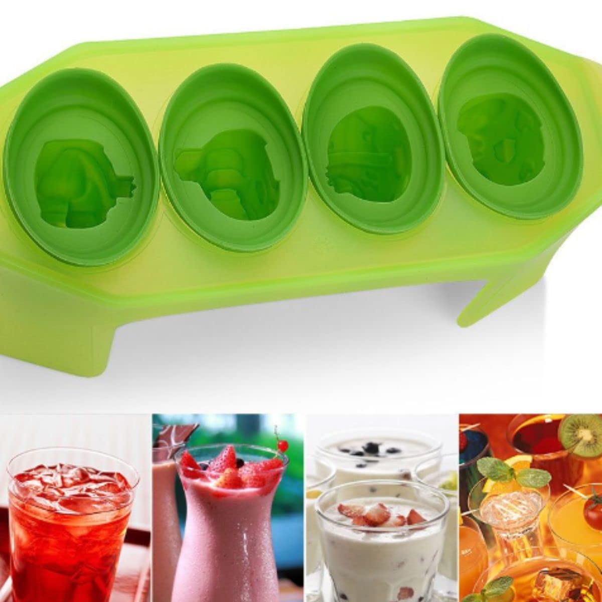 Zombie Popsicle Mold Set - 4 Piece Reusable Silicone Ice Cream Molds for Kids, BPA Free DIY Popsicle Maker with Easy Release - Perfect for Halloween Parties, Summer Treats & Homemade Frozen Desserts