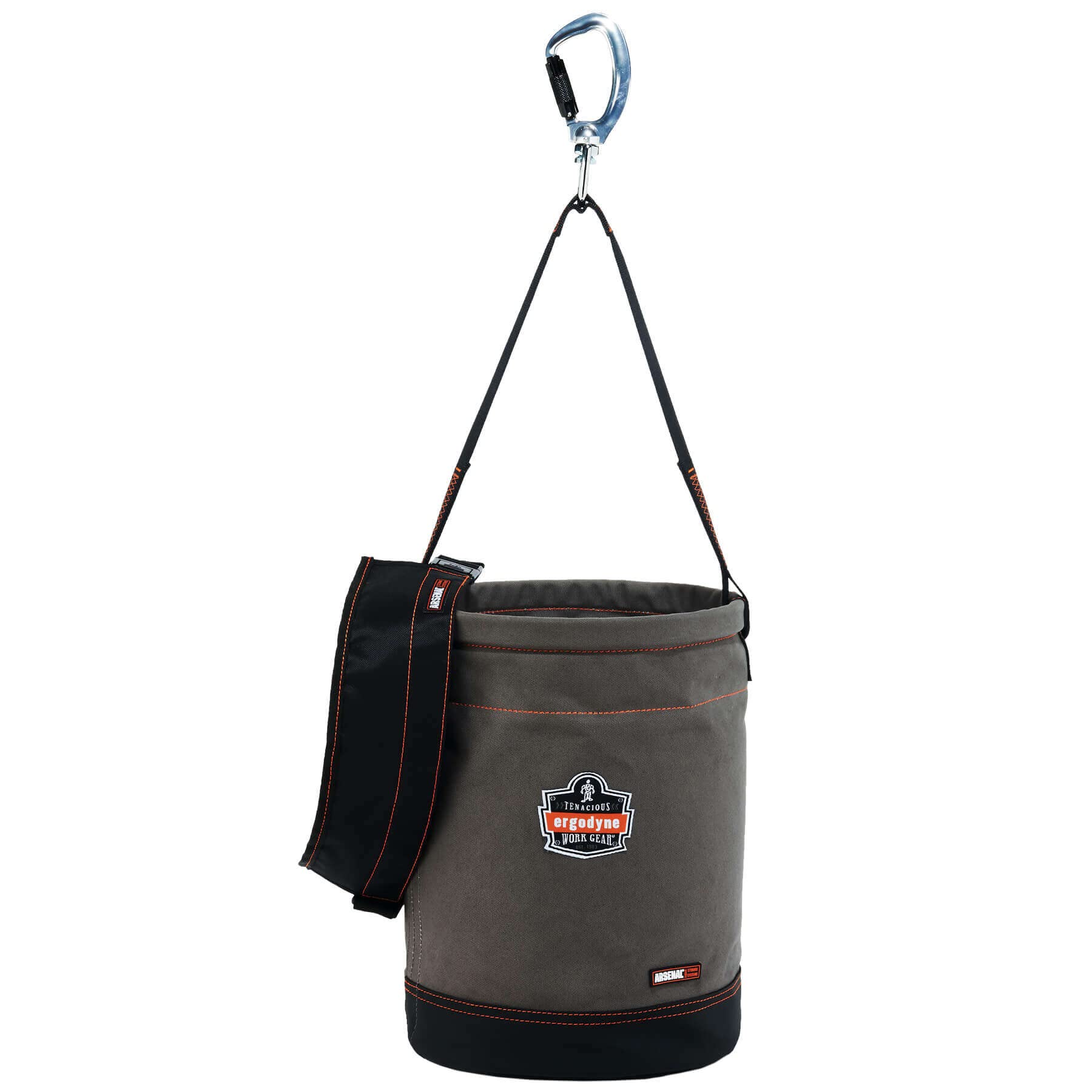 Ergodyne Arsenal 5940T Large Canvas Tool Bucket with Cover - Heavy Duty Gray Tool Organizer for Construction, Gardening & DIY Projects