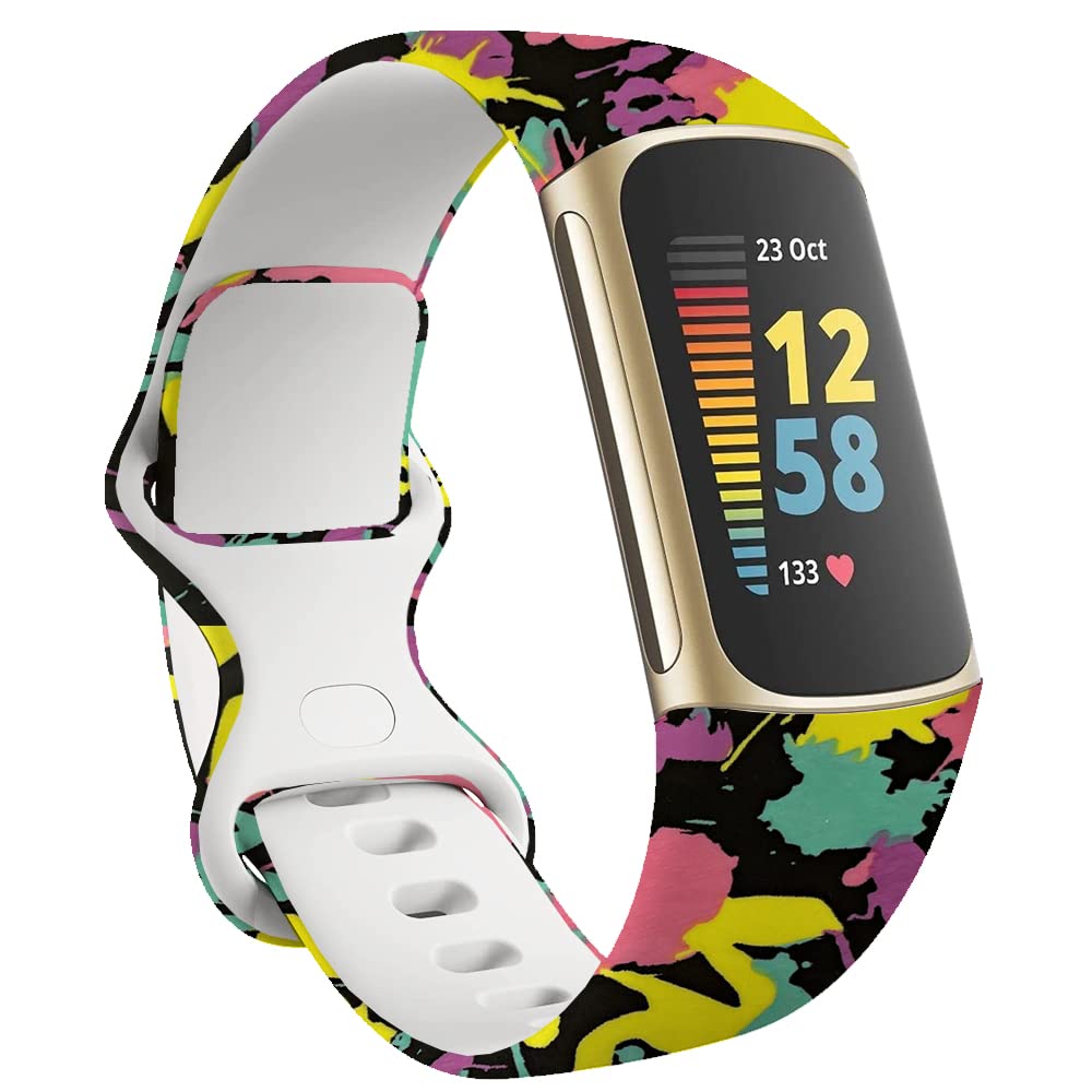 **Fitbit Charge 5 Replacement Band - Soft Silicone Sport Strap with Stylish Patterns for Women & Men - Perfect for Workouts, Running & Everyday Wear**