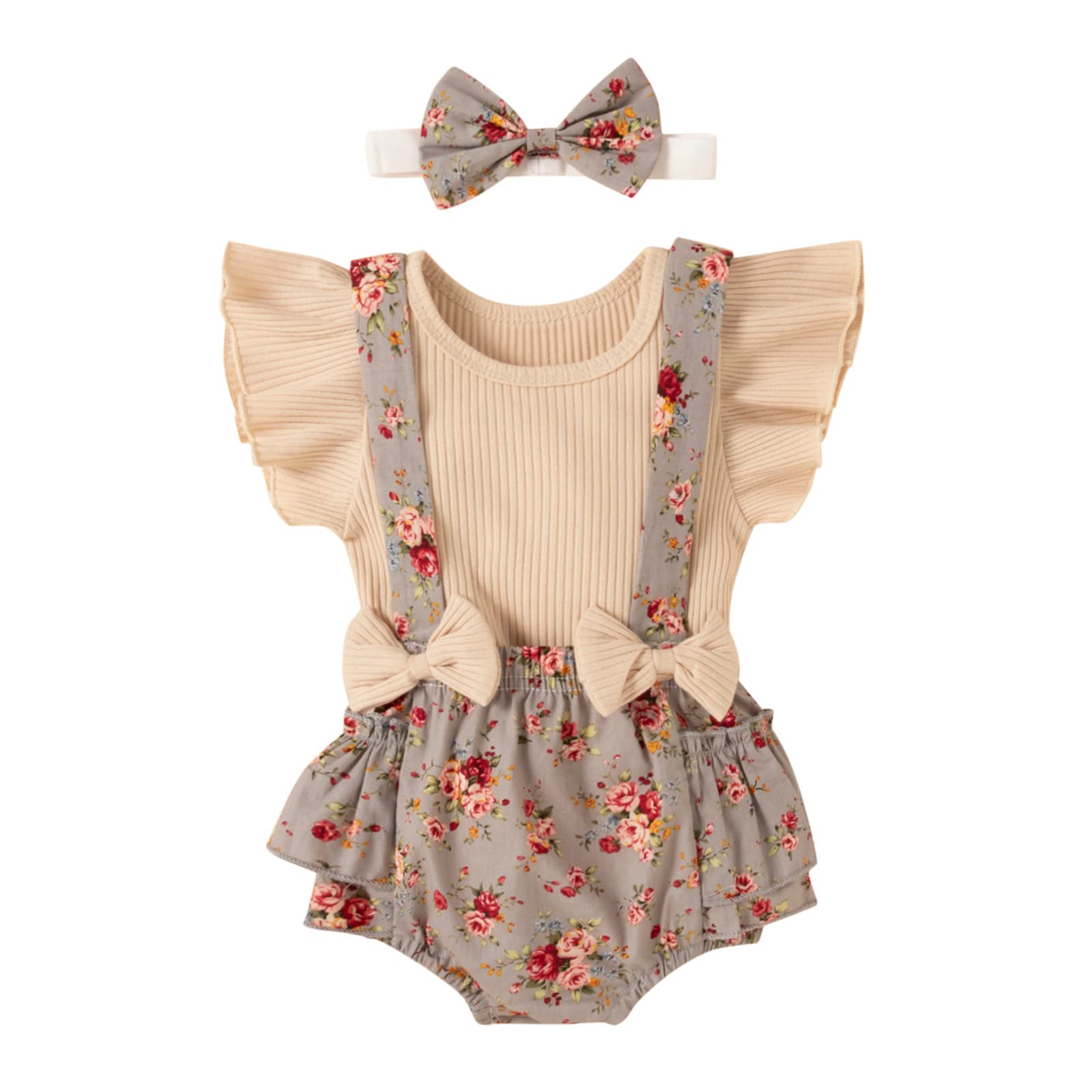 0-18 Months Baby Girls Floral Ruffle Tops & Shorts Set - Cute Newborn Summer Outfit for Infant Girls - Perfect for Playdates, Beach Trips & Family Photos