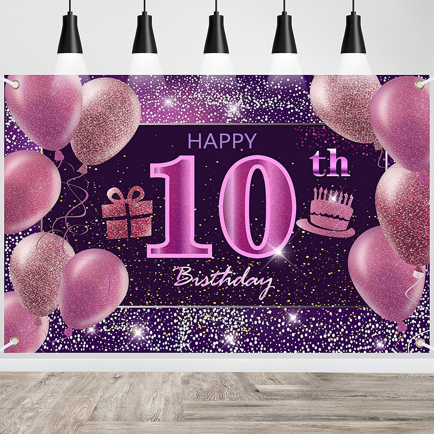 10th Birthday Decorations for Girls - Pink Happy Birthday Banner & Party Backdrop - Perfect for Birthday Parties, Baby Showers & Special Celebrations