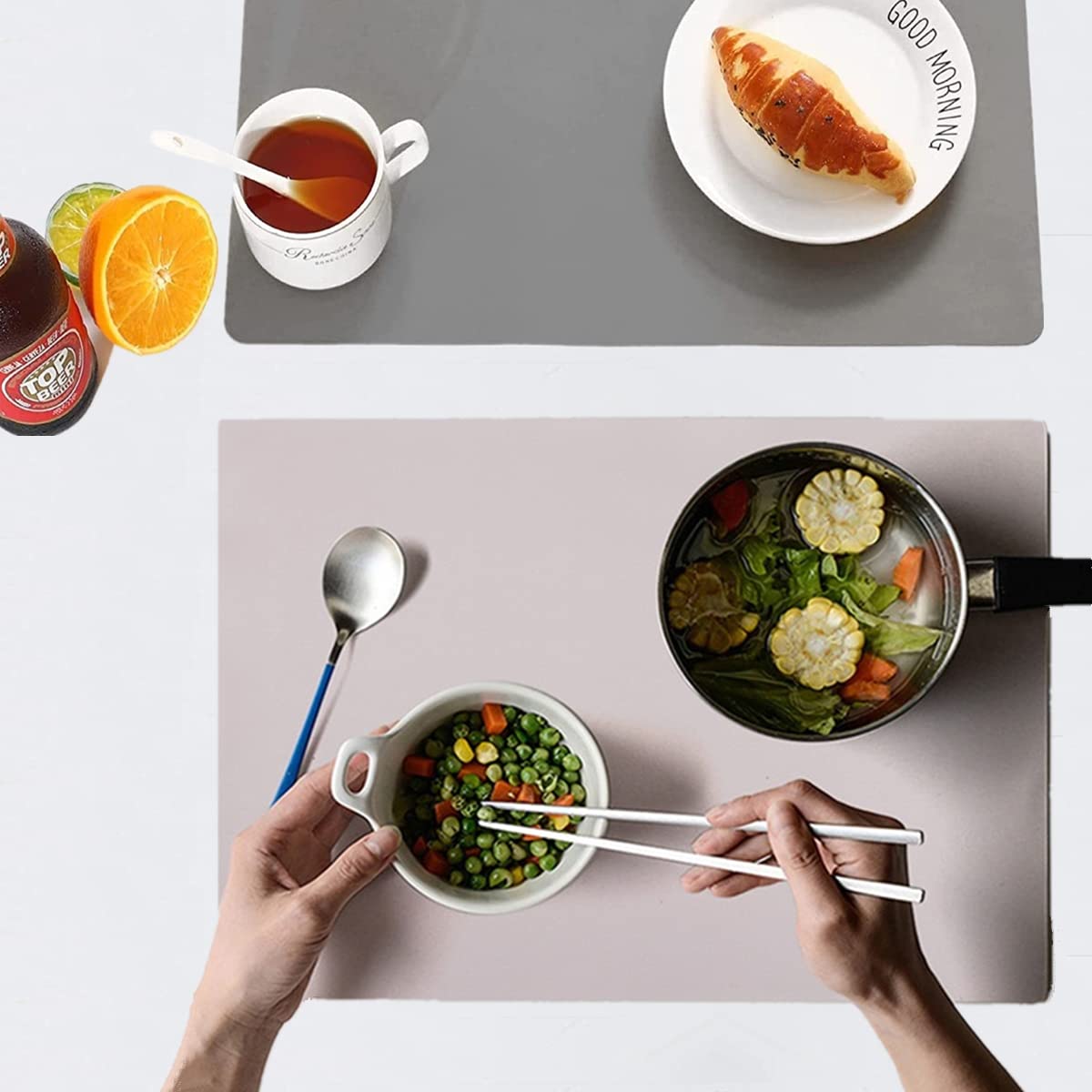 IYYI 4-Pack Silicone Placemats for Kids - Waterproof, Heat Resistant, Non-Slip Table Mats for Dining - Easy to Clean - Perfect for Family Meals, Parties & Daily Use