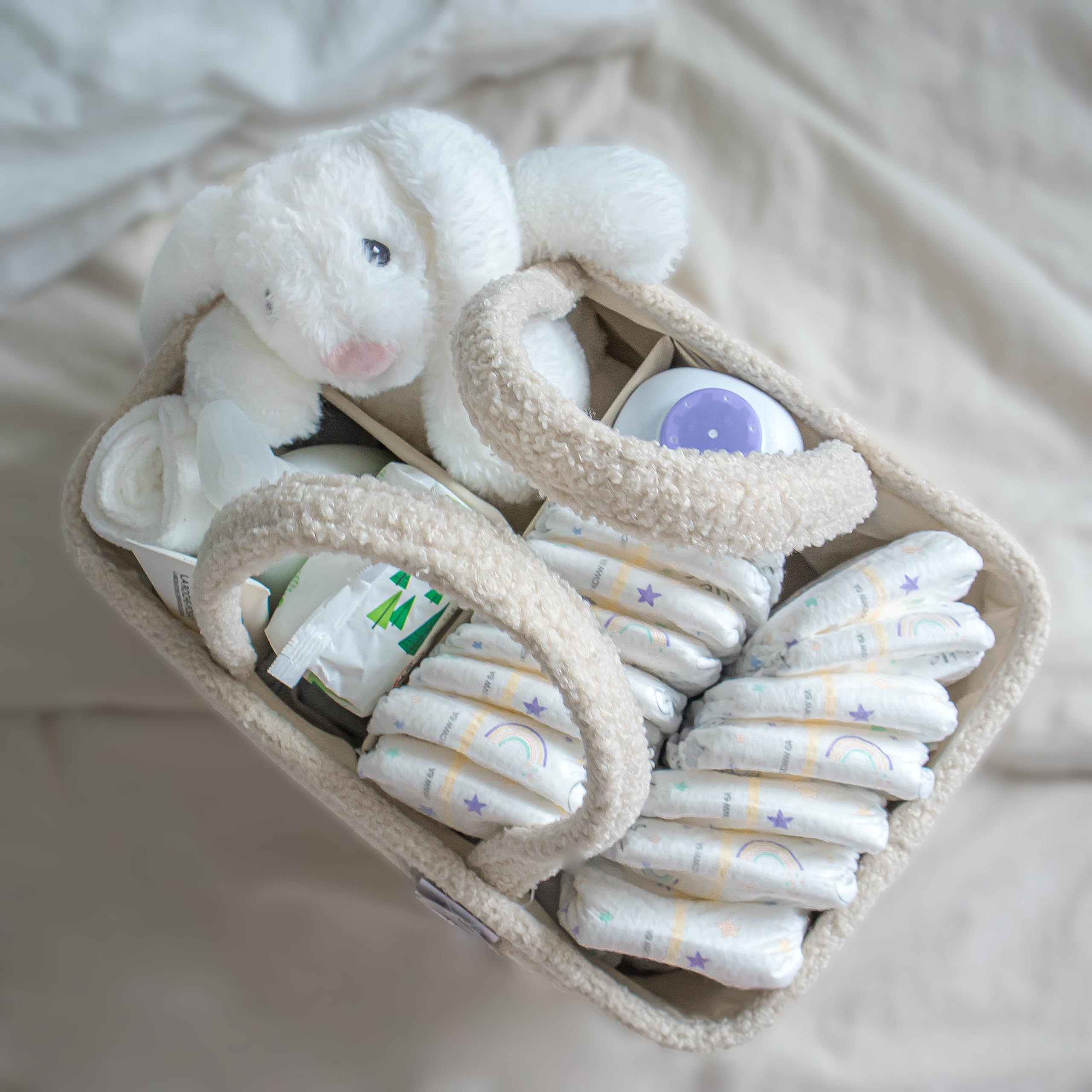 MAPES Large Diaper Caddy Organizer with Removable Divider - Portable Storage Basket for Diapers, Baby Wipes & Nursery Essentials | Nursery Organization & Baby Shower Gift | Perfect for Home, Travel & Daycare Use