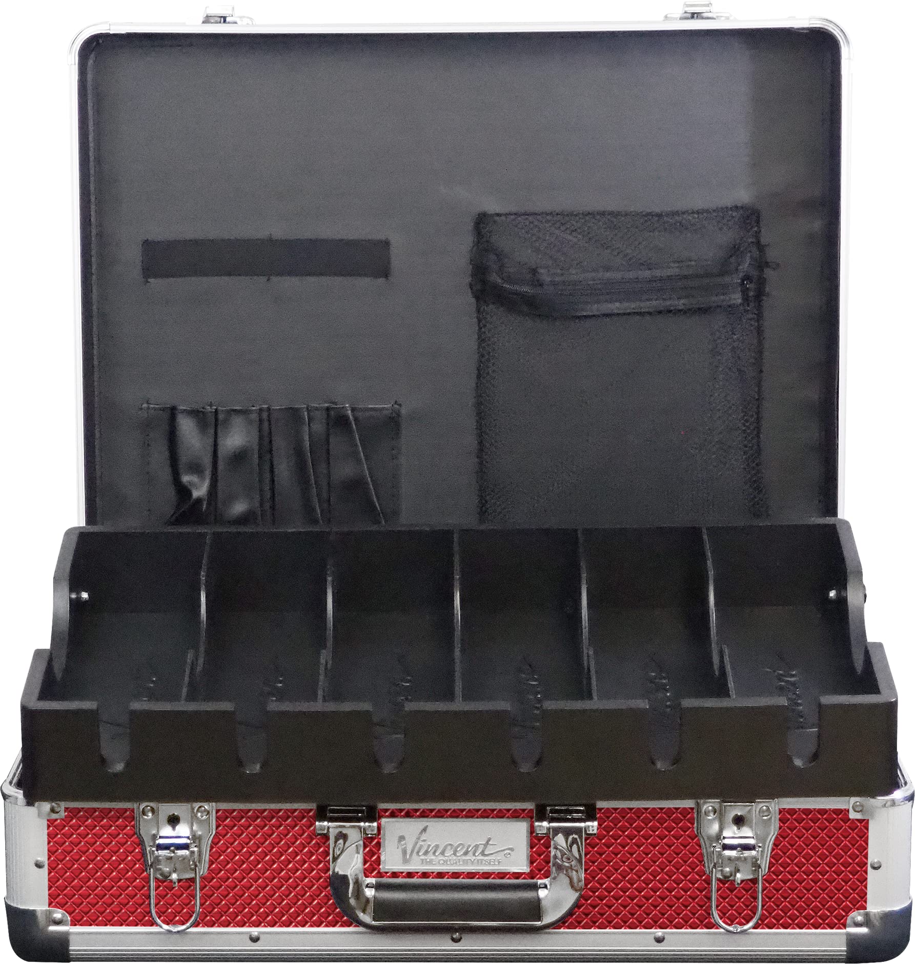 Vincent Master Barber Case Large (Red) - Professional Barber Kit Storage for Travel & Salon Use