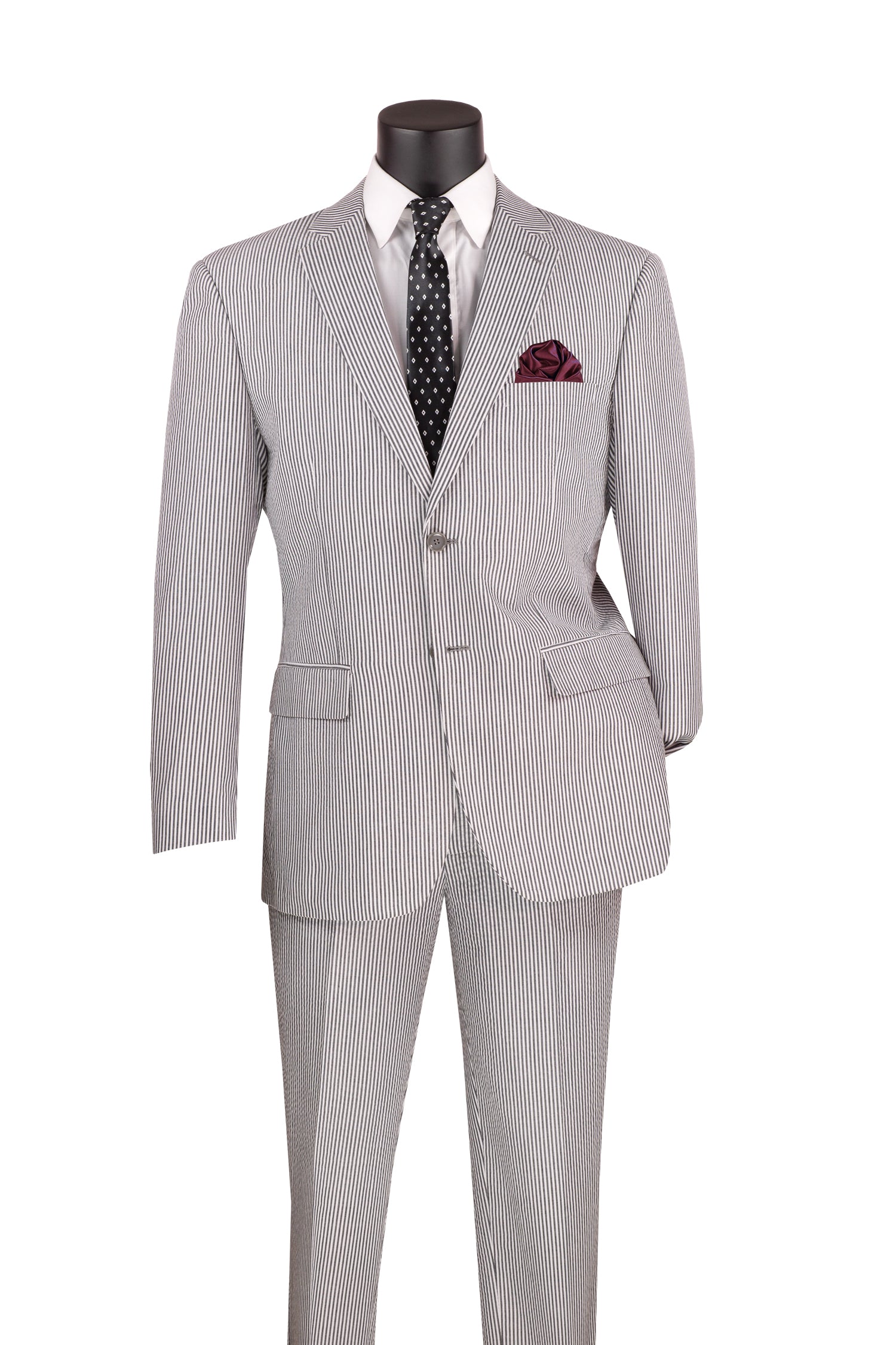 Black Seersucker Modern Fit 2-Piece Suit for Men | Lightweight Summer Business & Wedding Attire