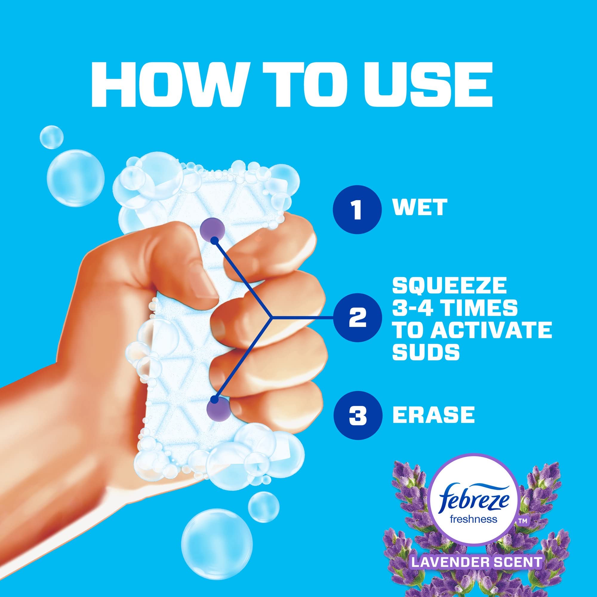 Mr. Clean Magic Eraser Bath with Febreze Lavender Scent - Extra Durable Cleaning Pads for Bathroom, Kitchen & Tile (2 Count) - Remove Tough Stains & Soap Scum Effortlessly