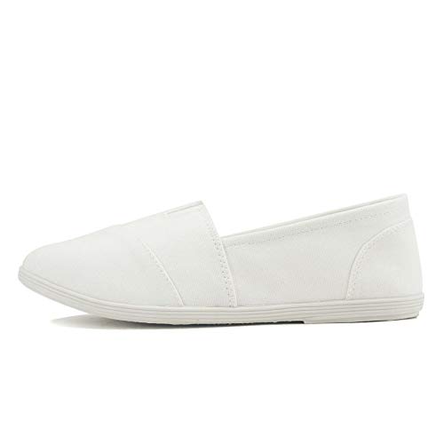 OBJI Women's Fashion Flat Slip-On Canvas Loafers with Padded Gel Foam Insoles - Comfortable Casual Shoes for Work, Travel & Everyday Wear