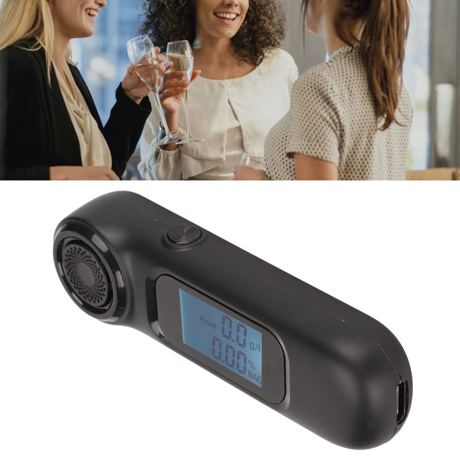 Portable Digital Breathalyzer - High Accuracy Alcohol Tester with LCD Screen, USB Rechargeable & Non-Contact Design for Home, Car, and Workplace Safety