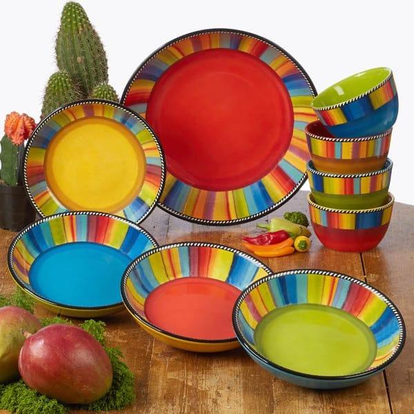 Senora Splash Southwest Bowls Collection - Handmade Ceramic Serving Bowls for Tacos, Salads & Nachos - Perfect for Southwestern Dining & Entertaining