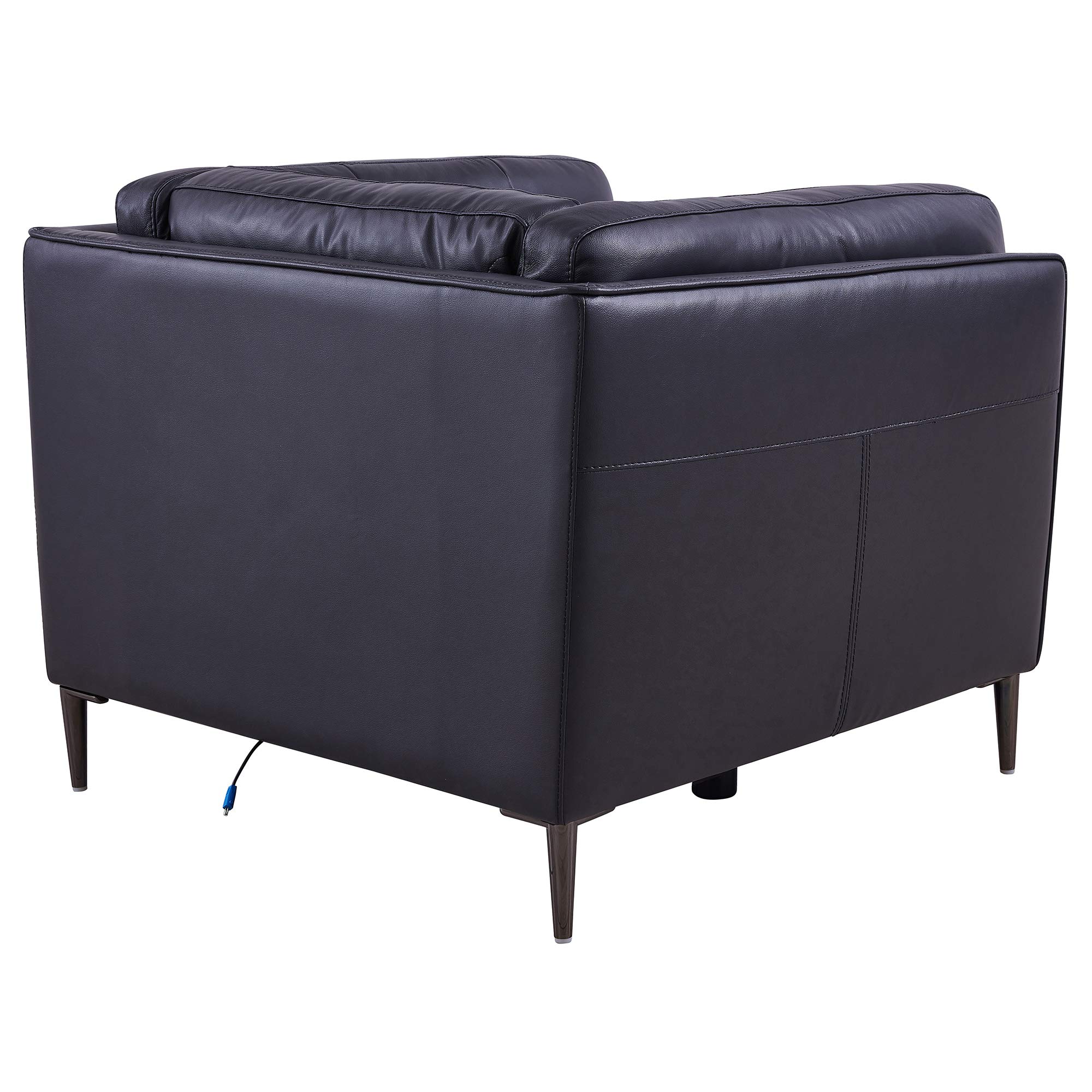 Armen Living Primrose Modern Top Grain Leather Power Recliner Chair - Navy Blue Accent Chair for Living Room | Comfortable Electric Recliner for Home Theater, Gaming & Relaxation