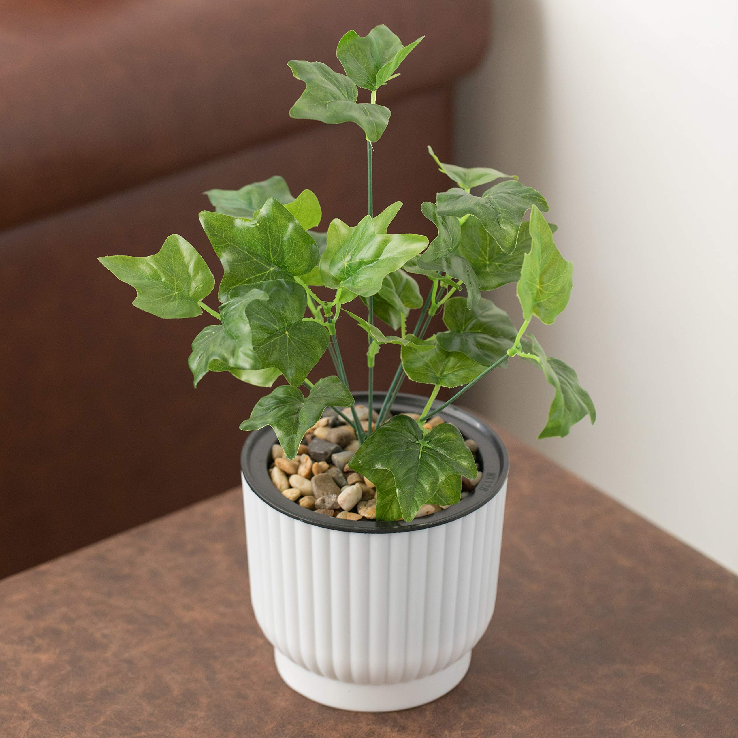 Gardenised 6-Pack Self-Watering White Flower Pots - Indoor/Outdoor Planters with Drainage Holes for Home Decor, Balcony, Office & Garden Use