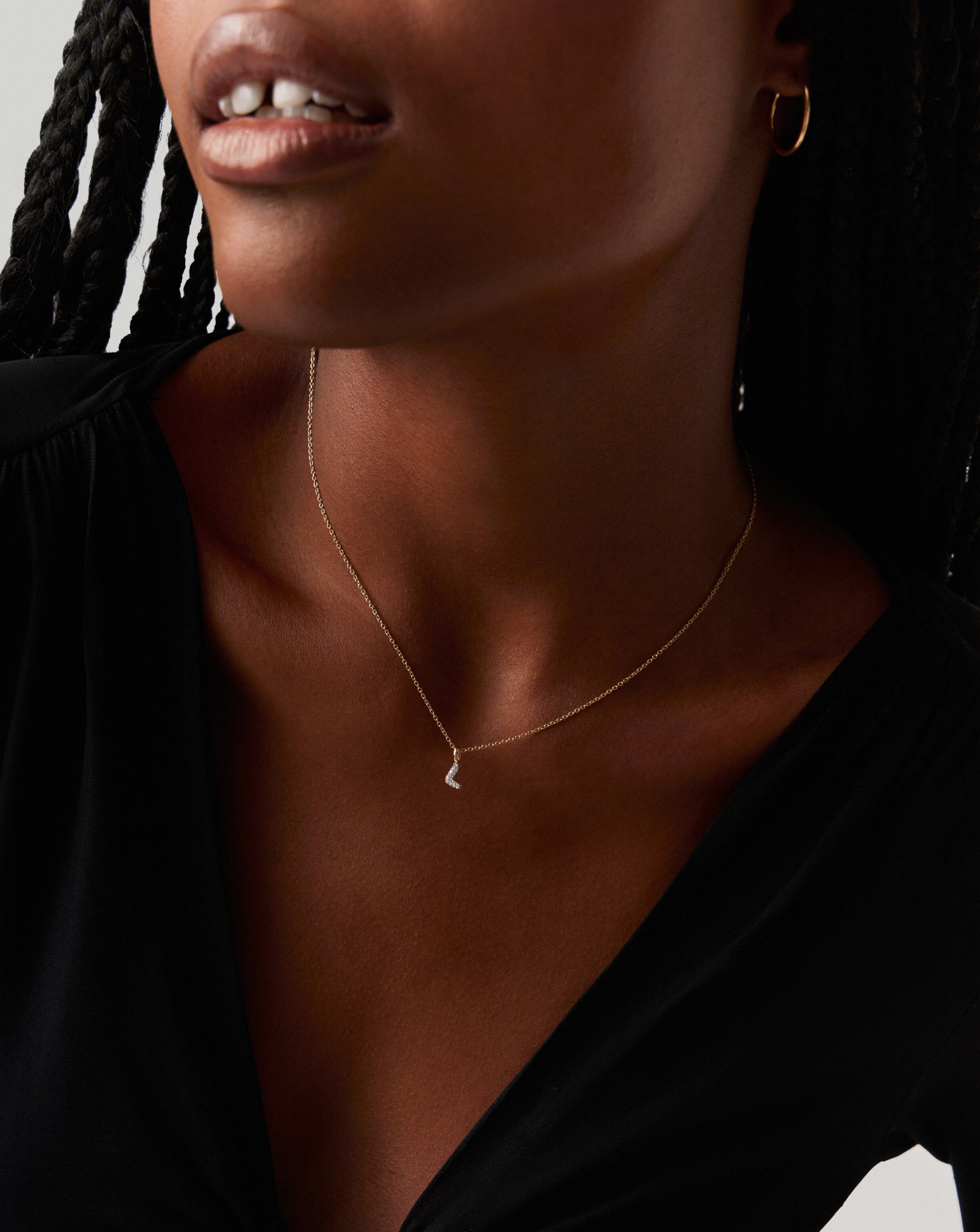 14K Solid Yellow Gold Plated Diamond Initial Mini Pendant Necklace - Personalized Letter L Jewelry for Women, Gift for Her, Birthday, Anniversary, Valentine's Day