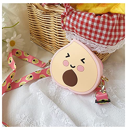 3D Cartoon Avocado Silicone Coin Wallet - Cute Keychain Purse for Makeup, Hair Accessories & Headset Storage - Fun Gift for Kids with Lanyard (Peach) - Perfect for School, Travel & Daily Use