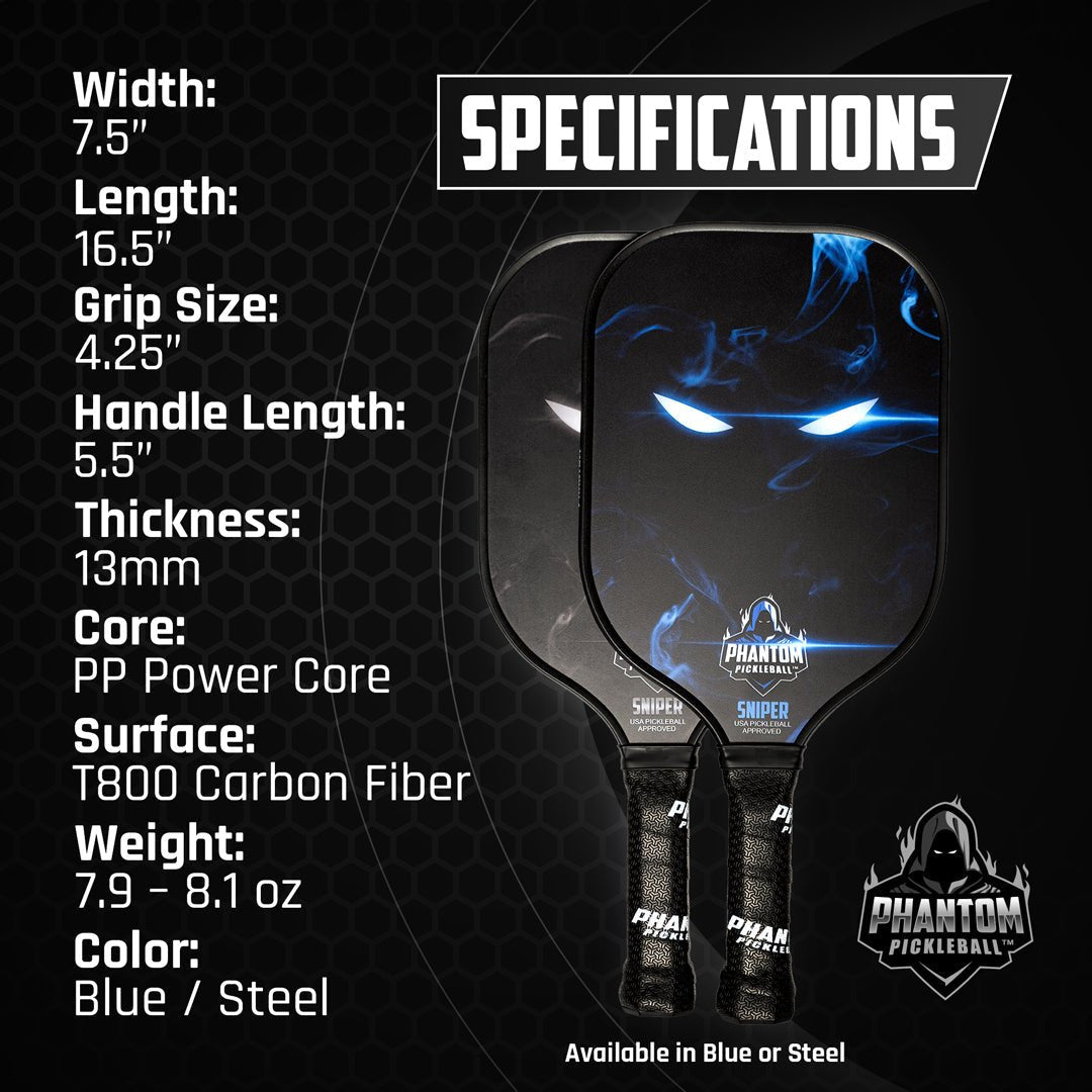 Phantom Sniper Pickleball Paddle - Premium Carbon Fiber Paddle for Competitive Play | Perfect for Tournaments & Recreational Games