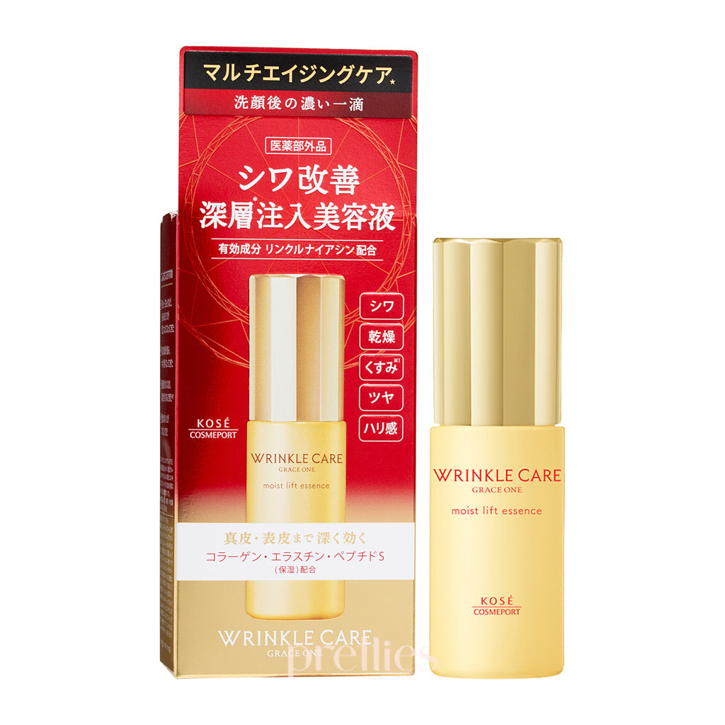 KOSE Grace One Wrinkle Care Moist Lift Essence 50ml - Anti-Aging Face Serum for Fine Lines & Wrinkles - Hydrating & Firming Skincare Treatment - Perfect for Daily Anti-Wrinkle Routine & Night Care