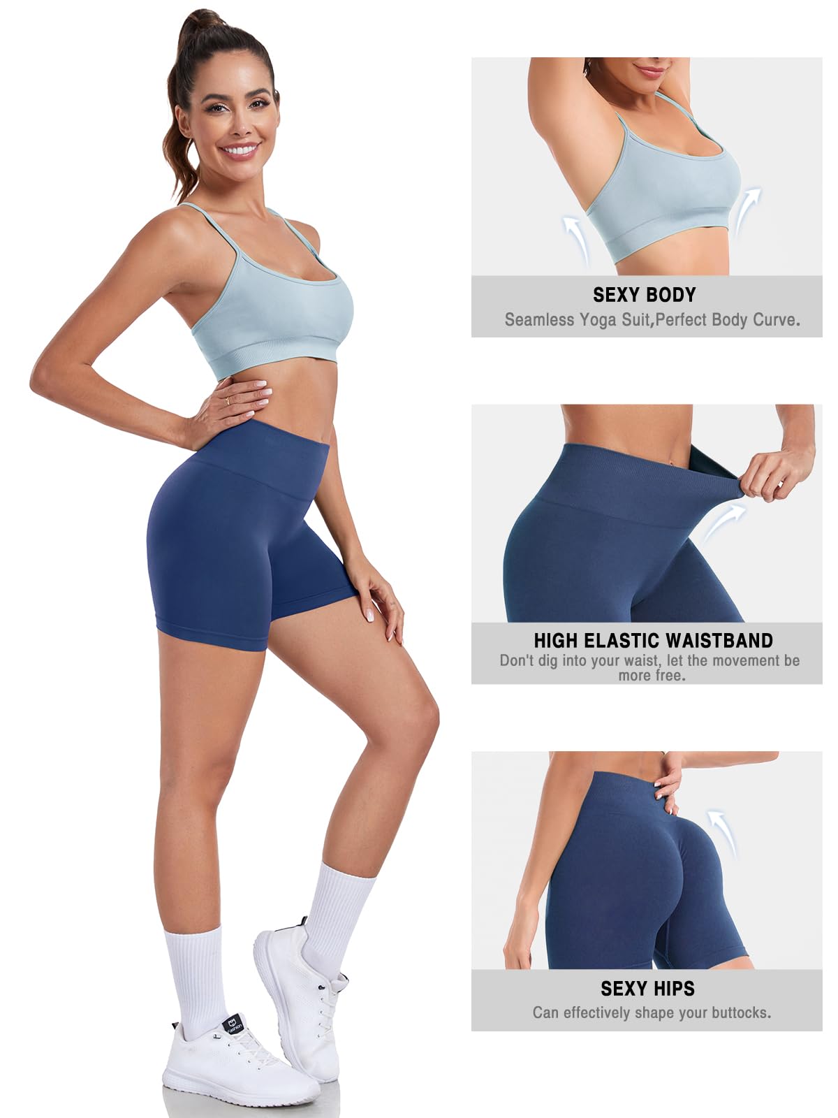 Women's 2-Piece Workout Set - High Waisted Yoga Shorts & Adjustable Strappy Sports Bra | Gym & Yoga Outfit for Women | Perfect for Yoga, Pilates, Running & Home Workouts