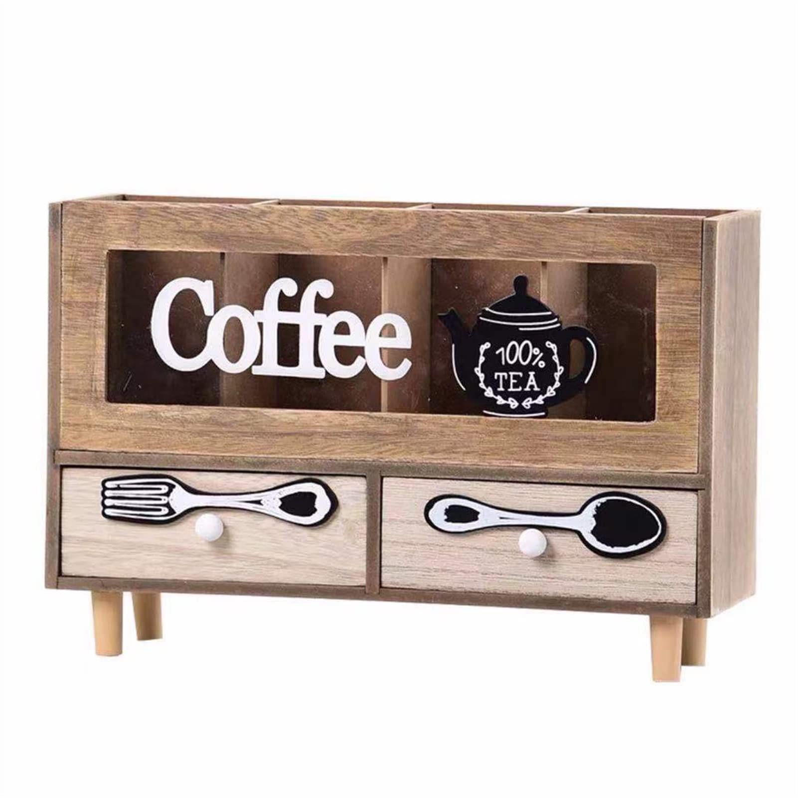 Vintage Wooden Small Storage Cabinet with Drawers - Compact Desktop Organizer for Office Supplies, Cosmetics, Tableware & Locker Storage (Black) | Perfect for Home, Office & Dorm Room Organization