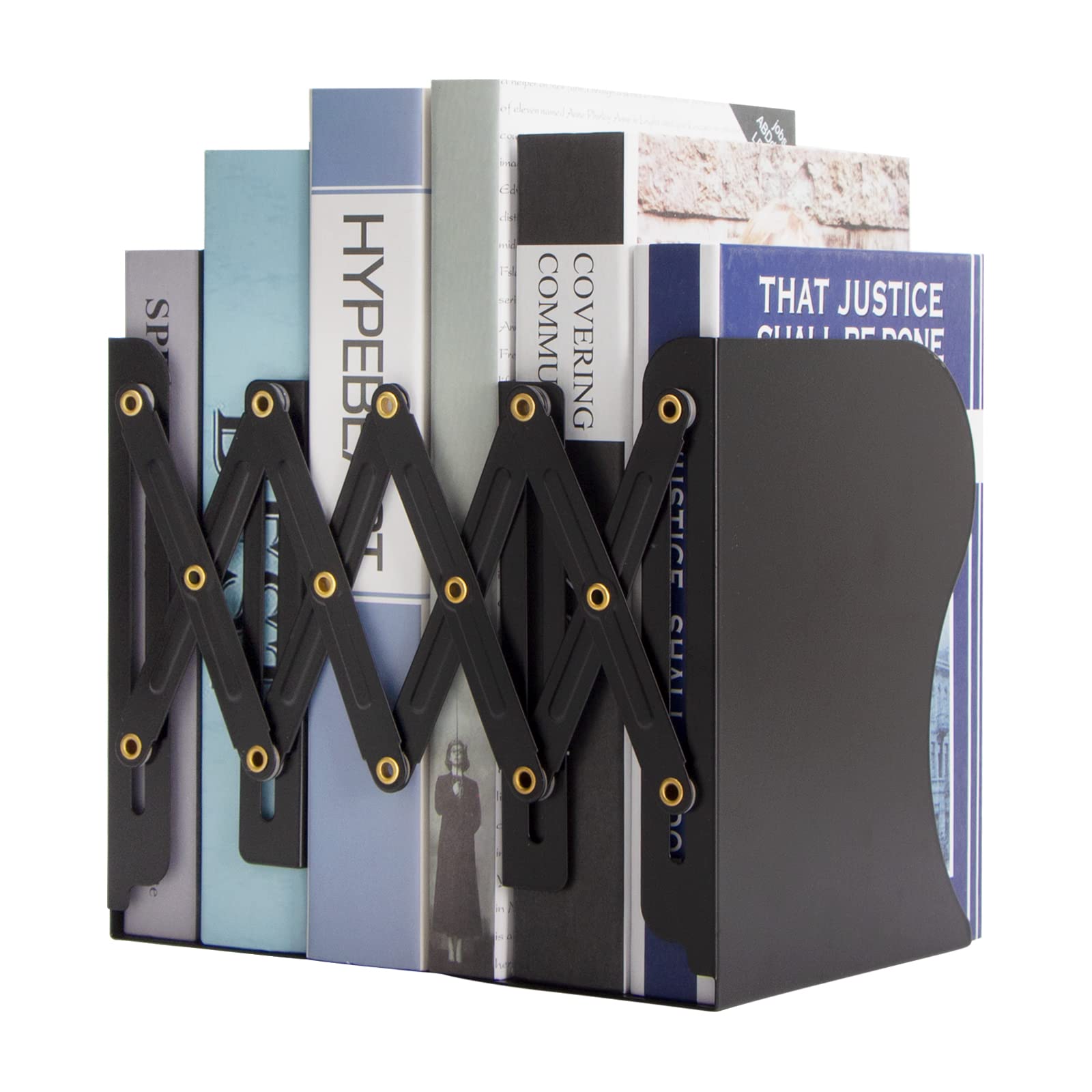 Aobopar Adjustable Heavy Duty Metal Bookends - Sturdy Book Holder for Shelves & Desk Organizer - Perfect for Office, Home & School Use (Black) | Ideal for Organizing Textbooks, Cookbooks & Office Documents